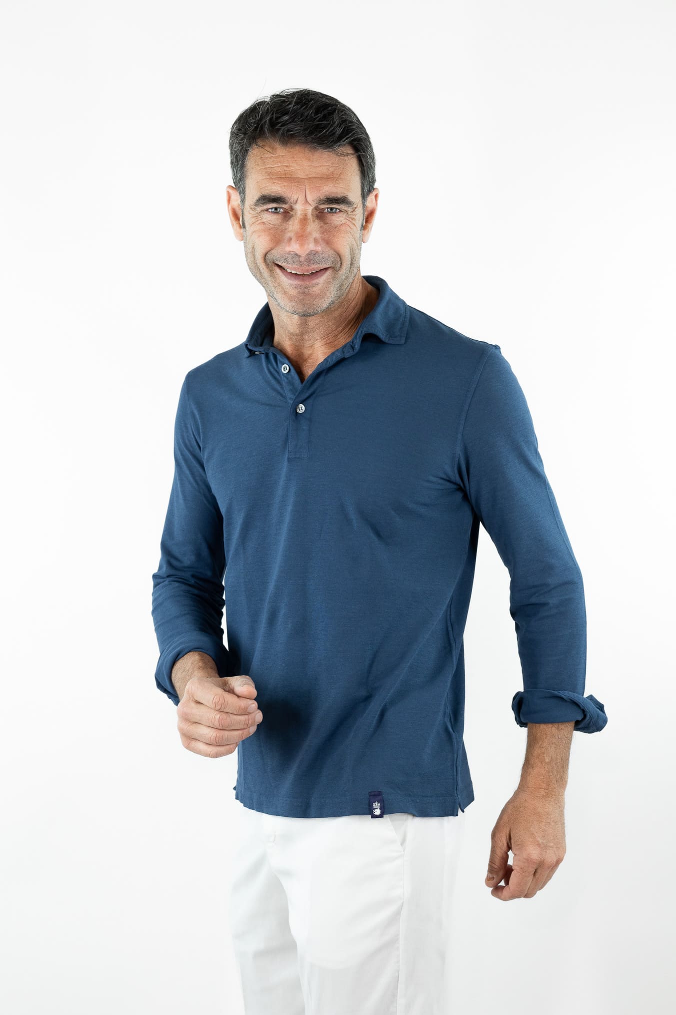 DRUMOHR Polo Cotone Light Crêpe Blu Petrolio