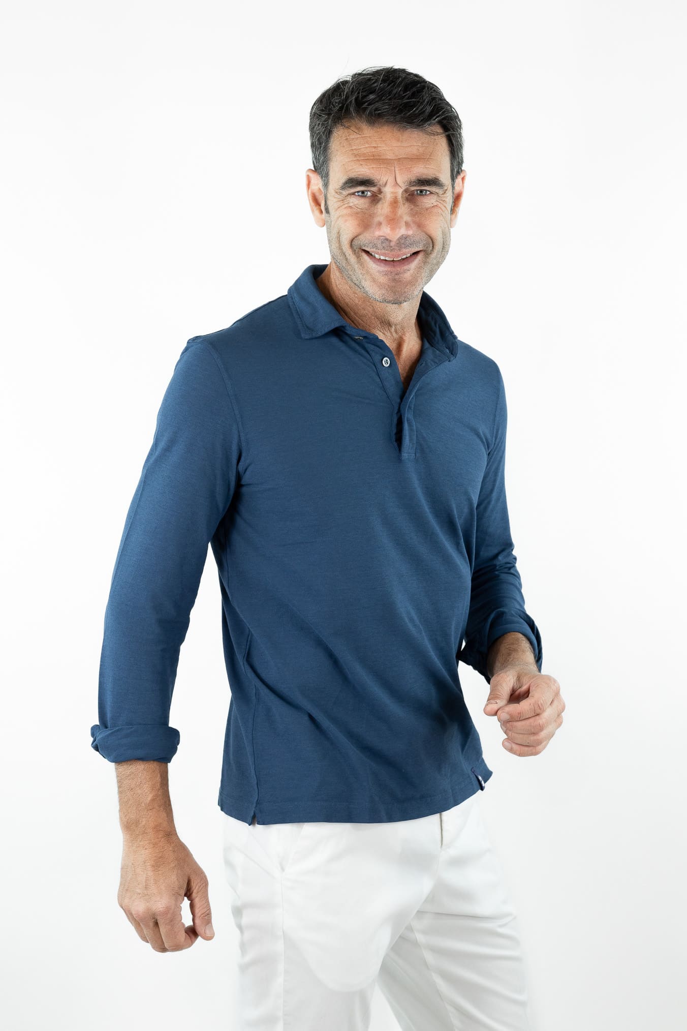 DRUMOHR Polo Cotone Light Crêpe Blu Petrolio