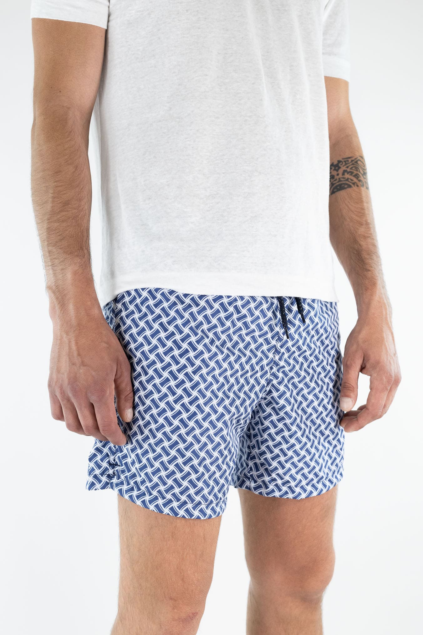 DRUMOHR Costume Mare Ultraleggero Biscottino Blu/Bianco