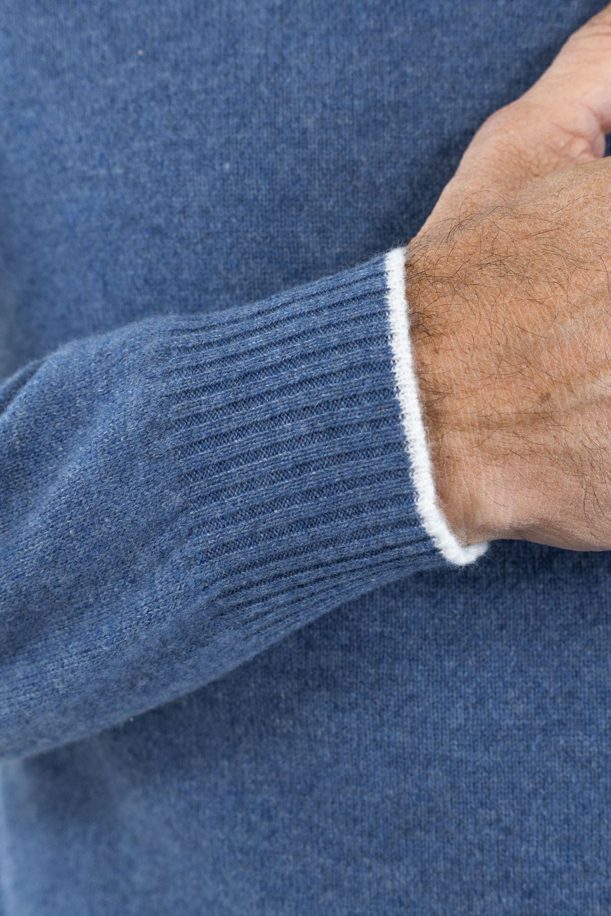 FEDELI Girocollo Cashmere "Argentina Persia" Blu Denim