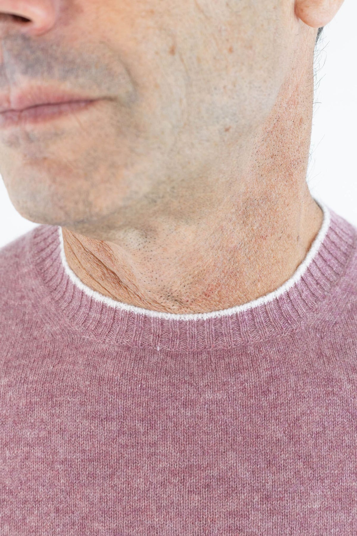 FEDELI Girocollo Cashmere "Argentina Persia" Rosa Antico Mélange