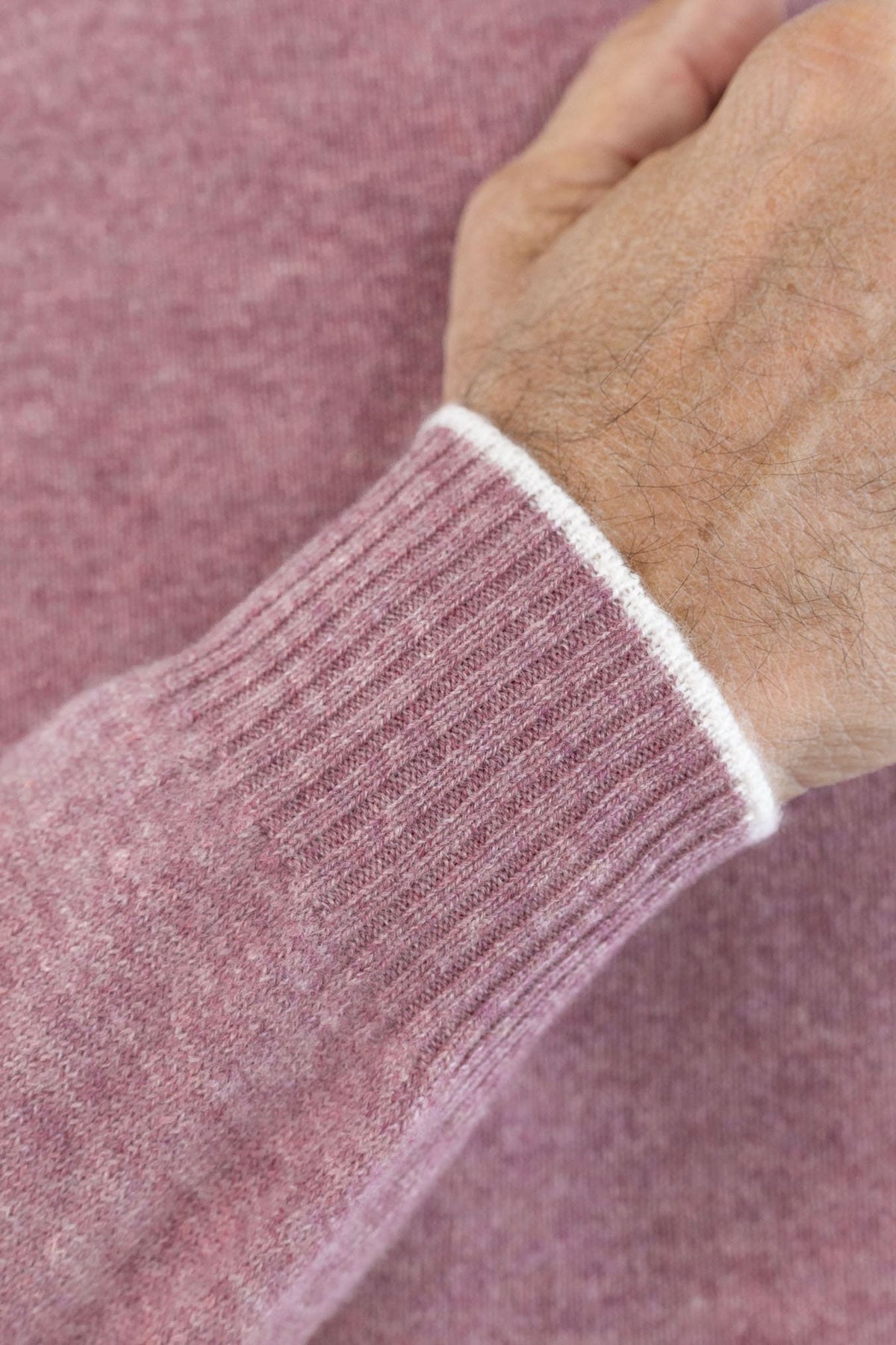 FEDELI Girocollo Cashmere "Argentina Persia" Rosa Antico Mélange