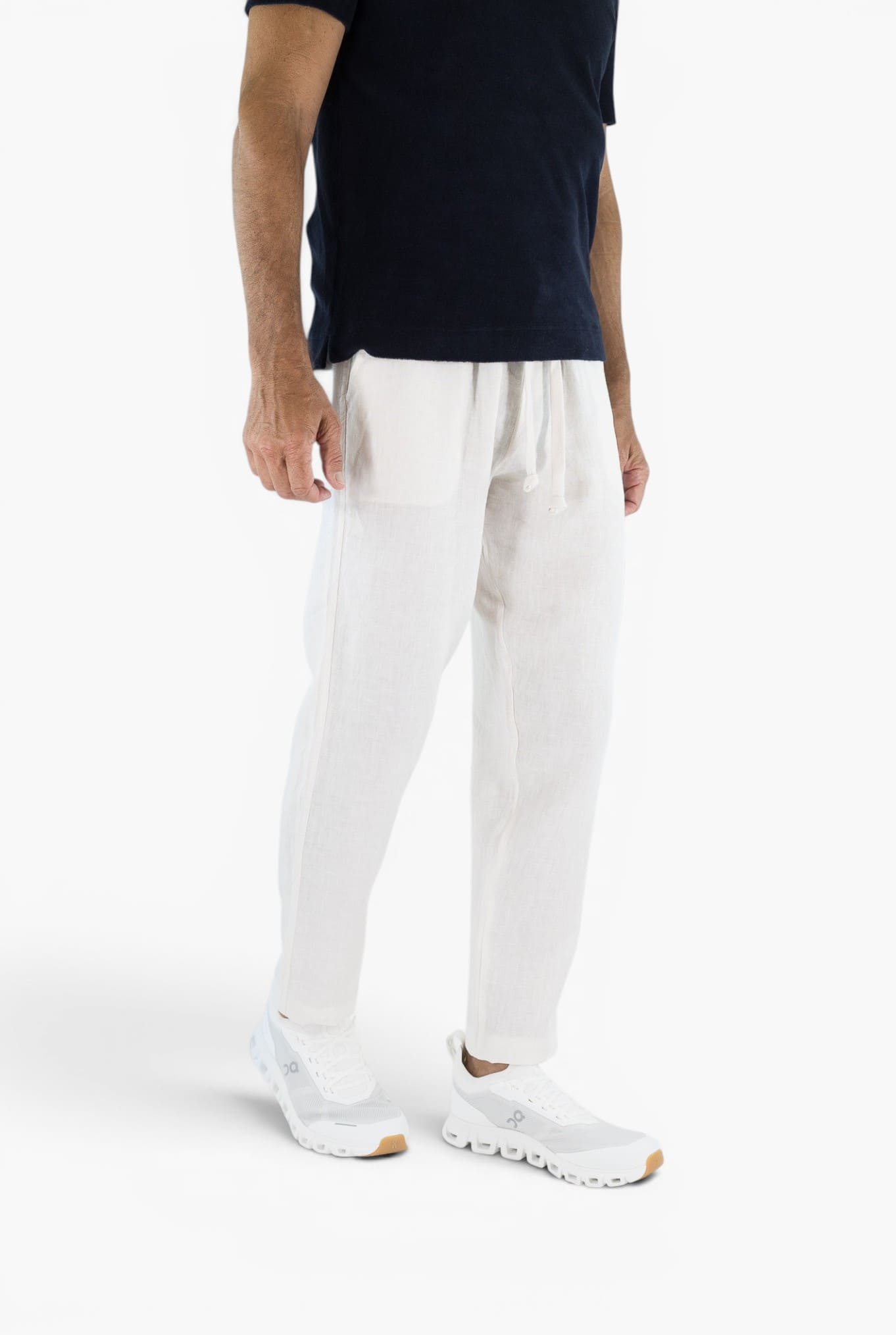 FEDELI Pantaloni Lino Comfort "Bonifacio" Panna
