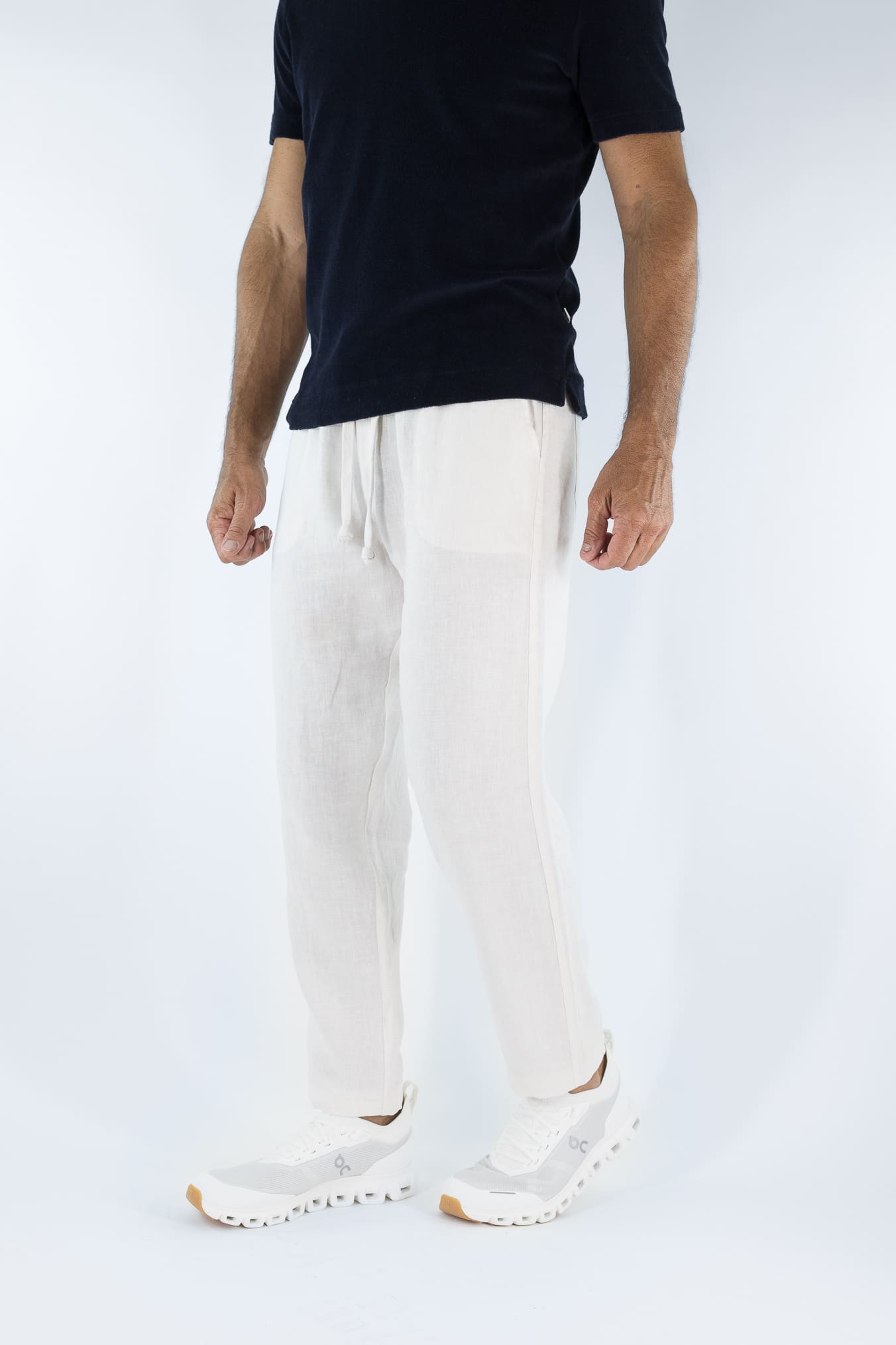FEDELI Pantaloni Lino Comfort "Bonifacio" Panna