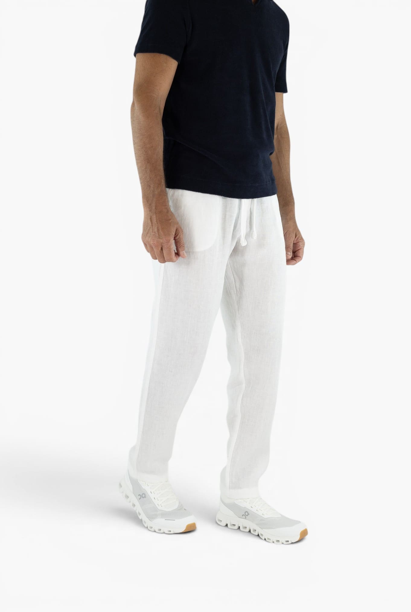 FEDELI Pantaloni Lino Comfort "Bonifacio" Bianco