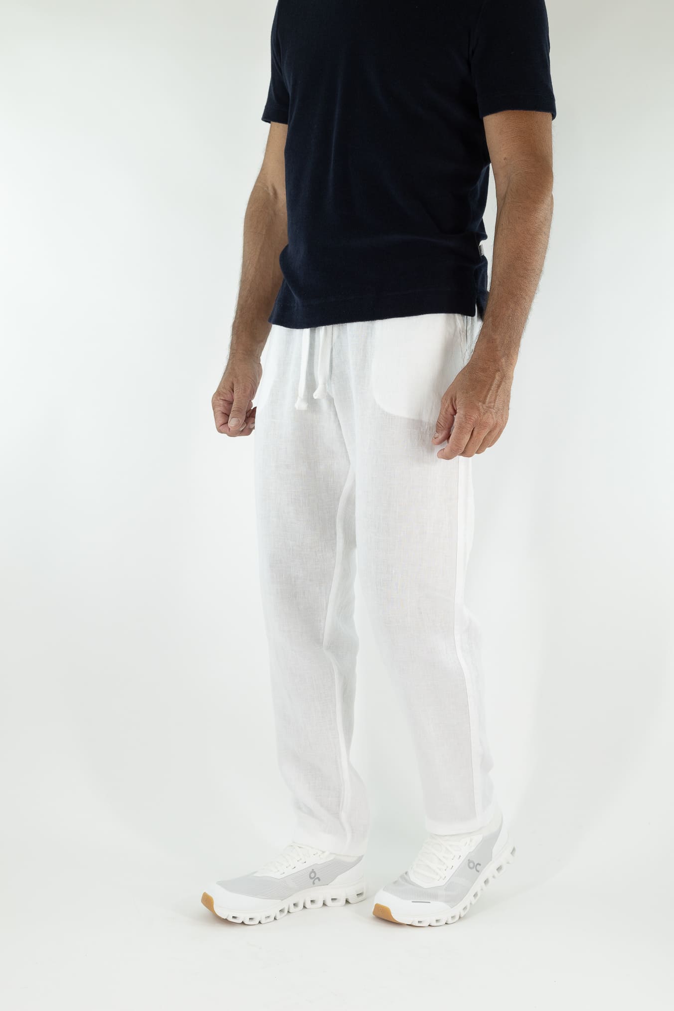 FEDELI Pantaloni Lino Comfort "Bonifacio" Bianco