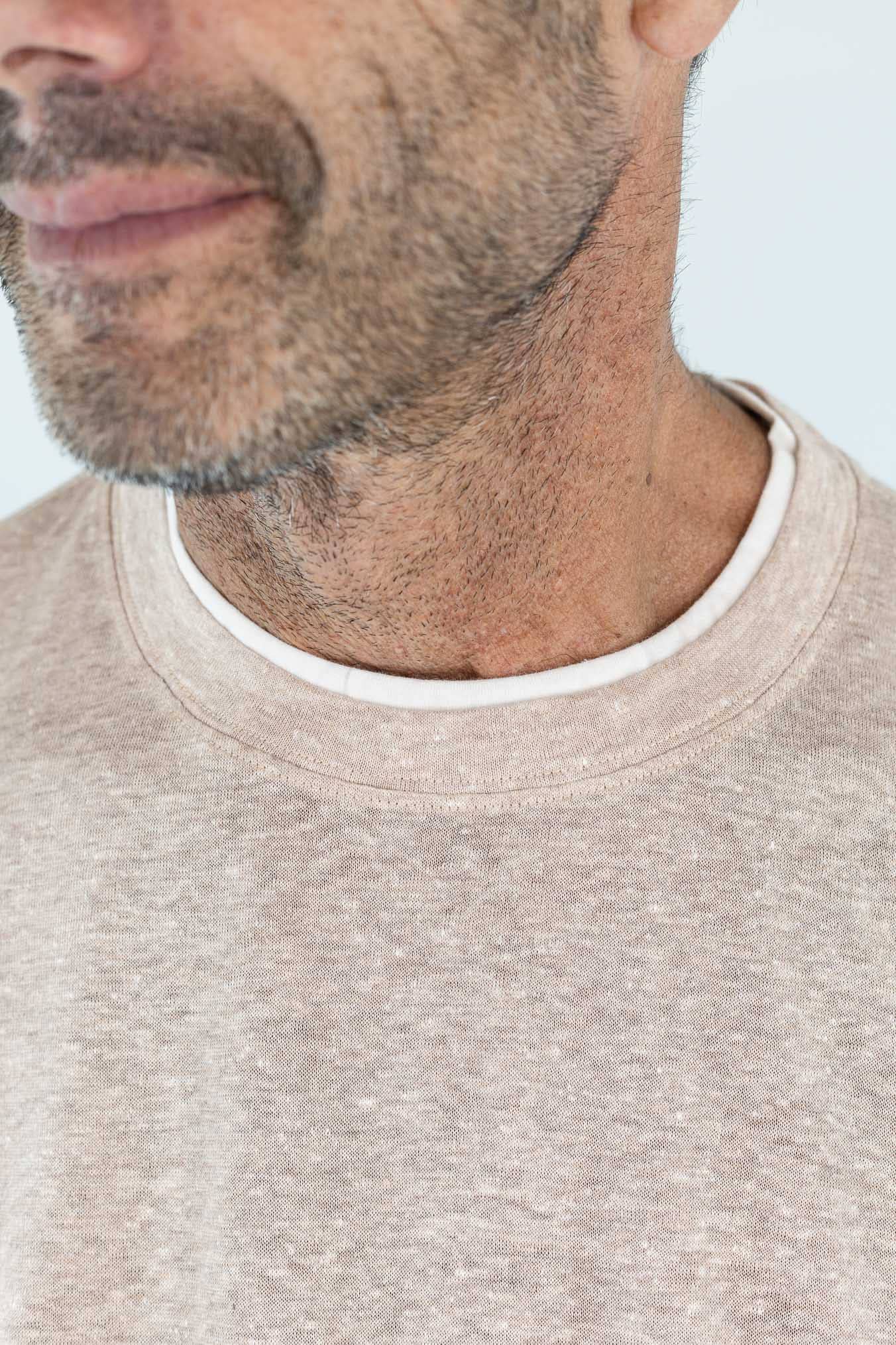 FEDELI T-Shirt "Duo" Jersey Mèlange Beige