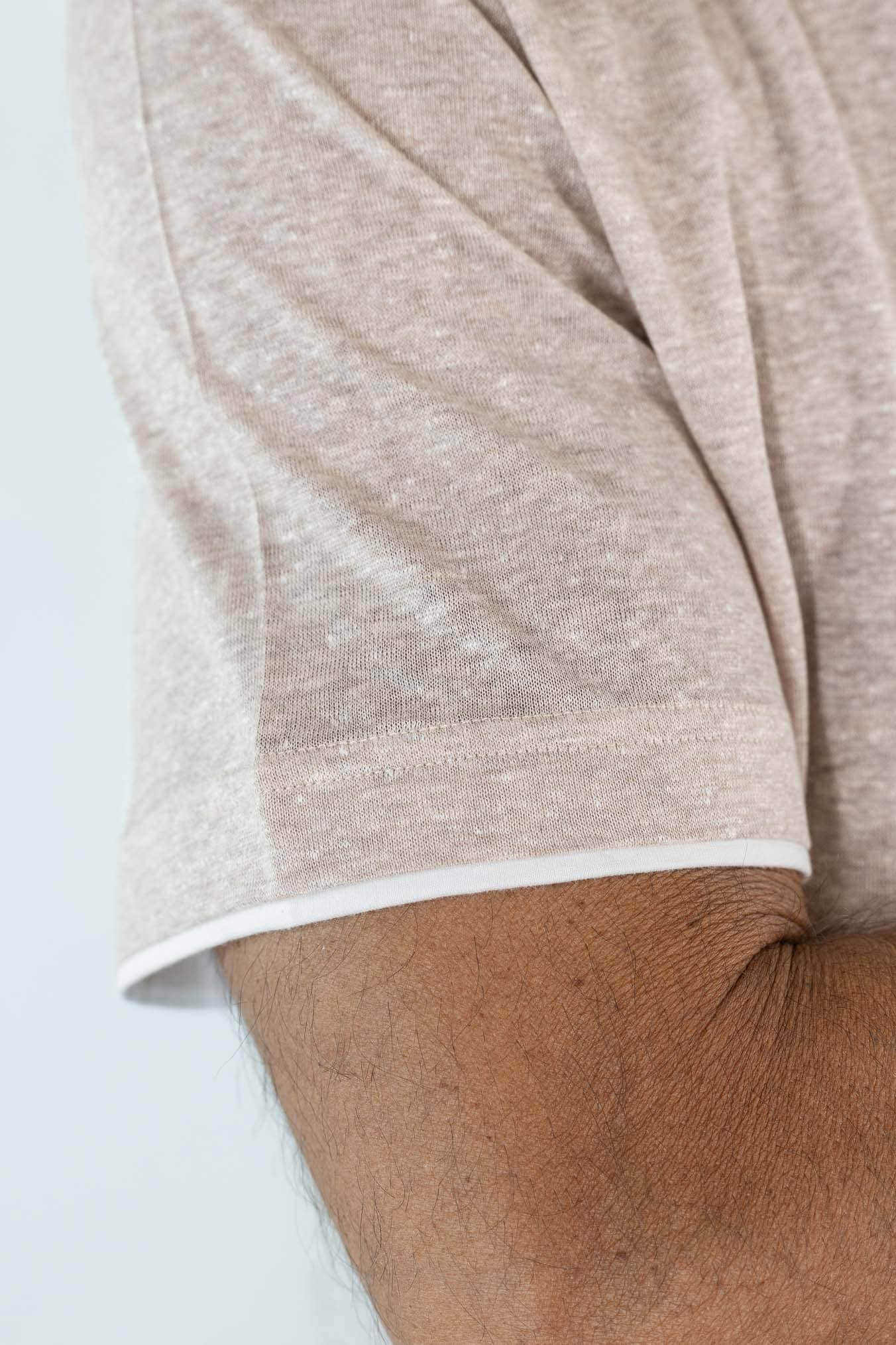FEDELI T-Shirt "Duo" Jersey Mèlange Beige