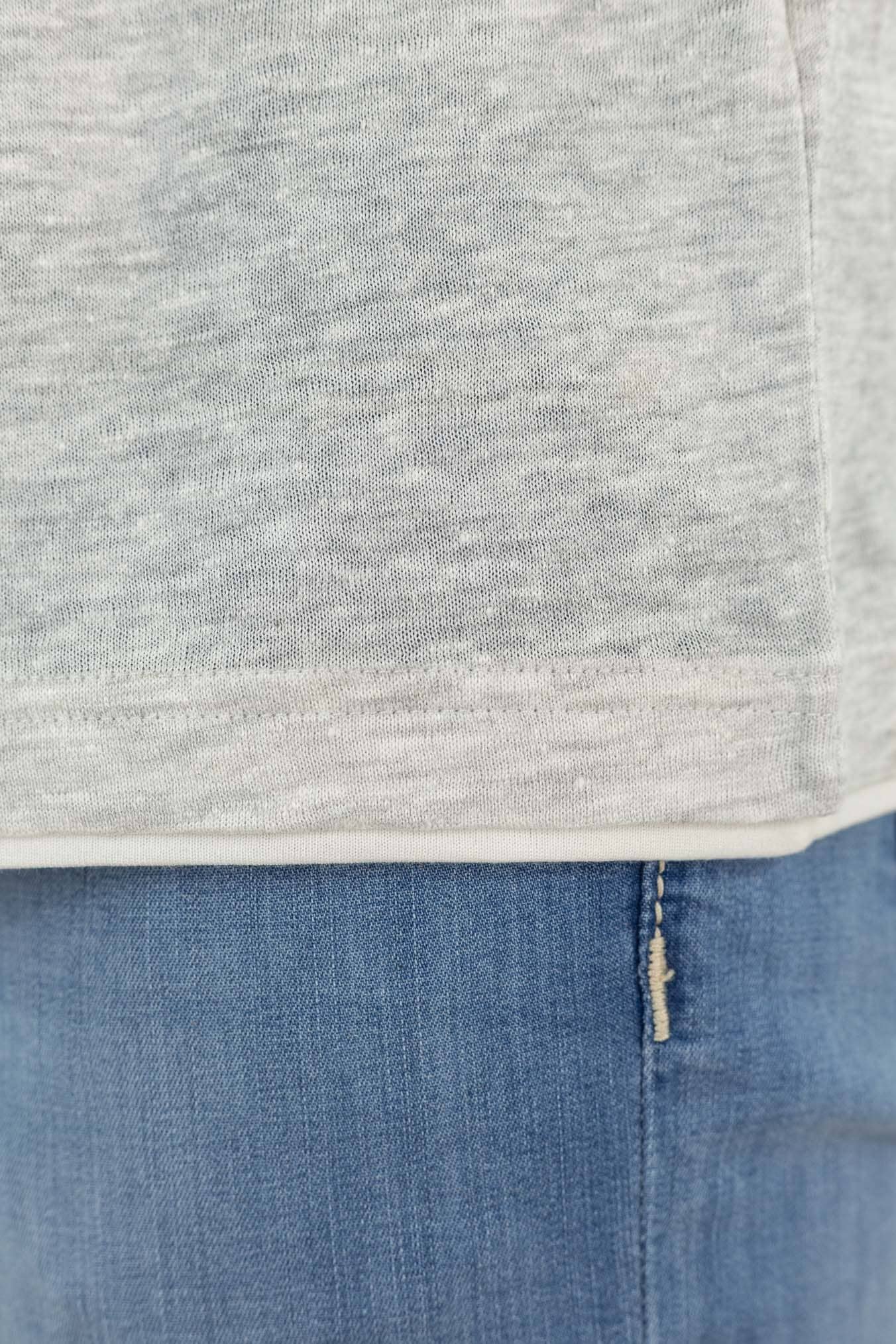 FEDELI T-Shirt "Duo" Jersey Mèlange Grigio Chiaro