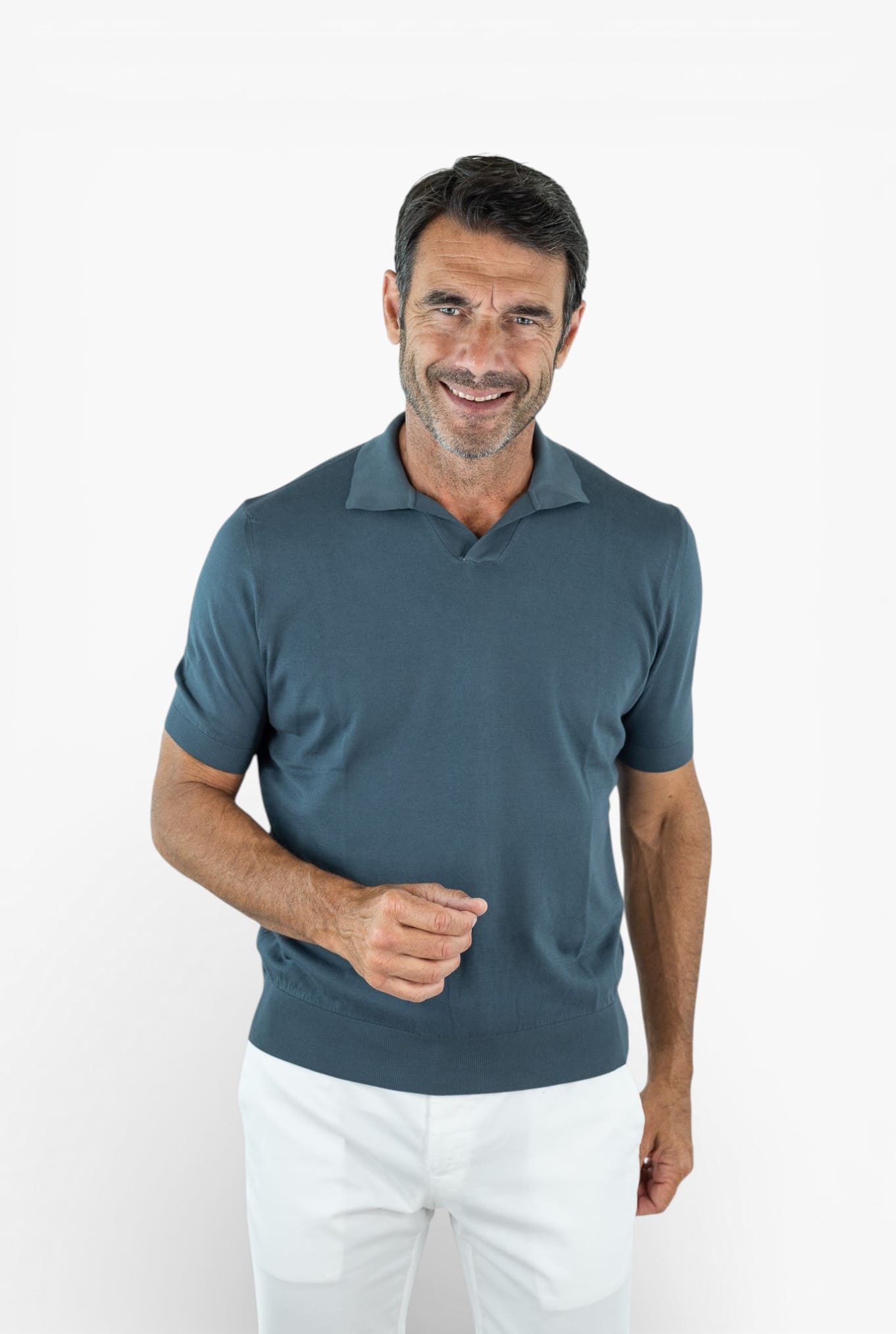 FEDELI "Fuji" Polo Cotone Organico Blu Petrolio
