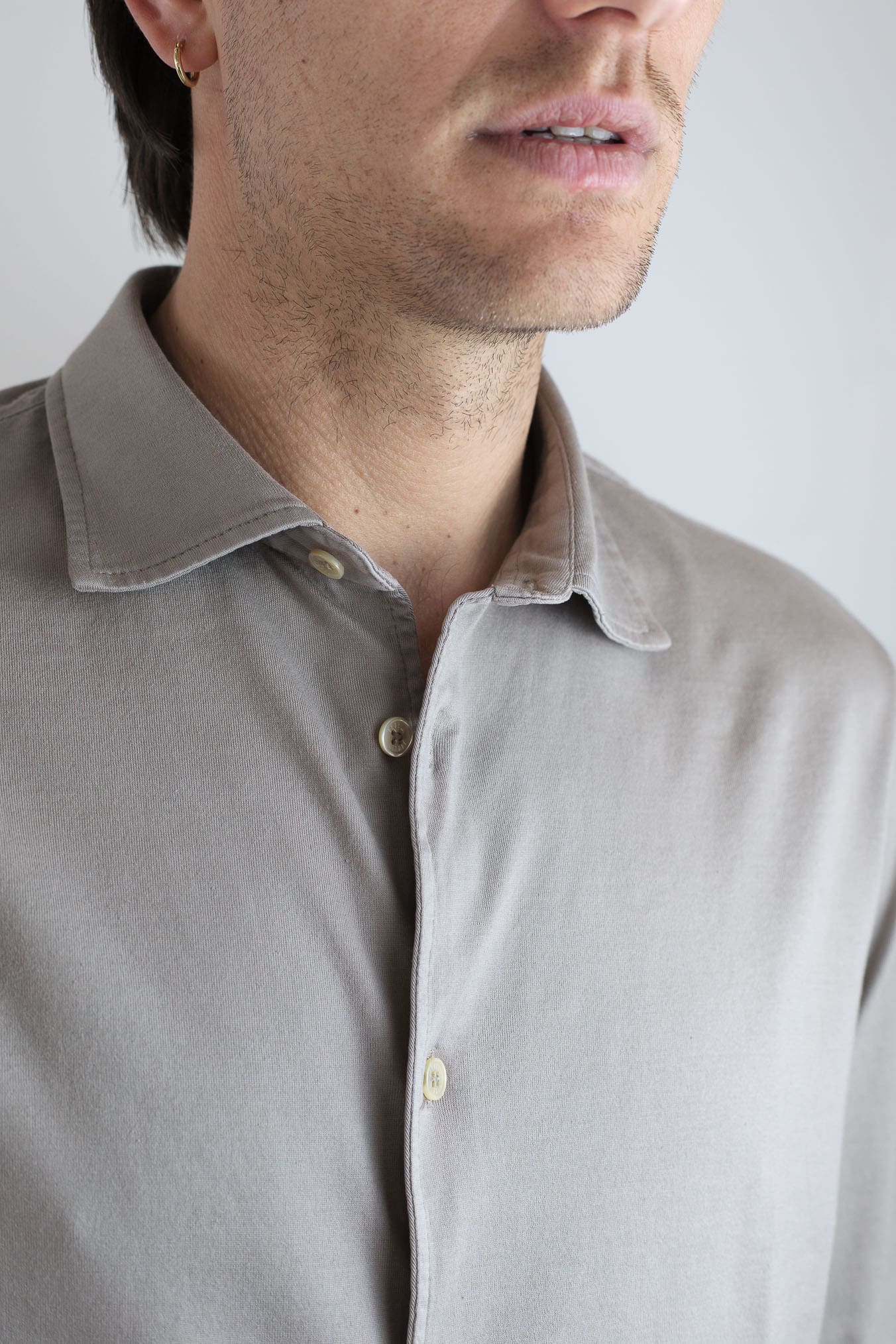 FEDELI Camicia mod. Jason Jersey Cotone Tortora