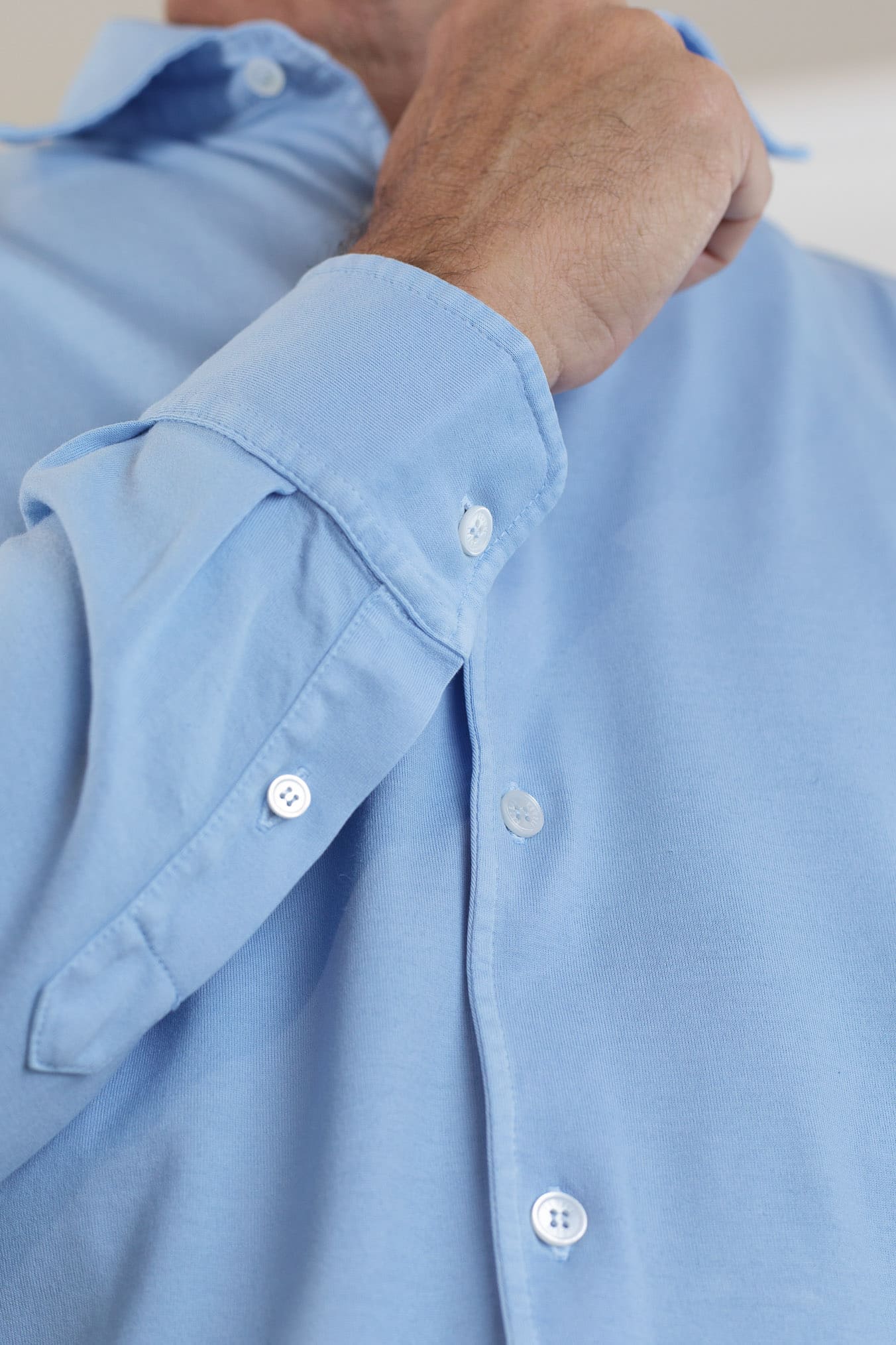 FEDELI Camicia "Jason" Jersey Cotone Celeste