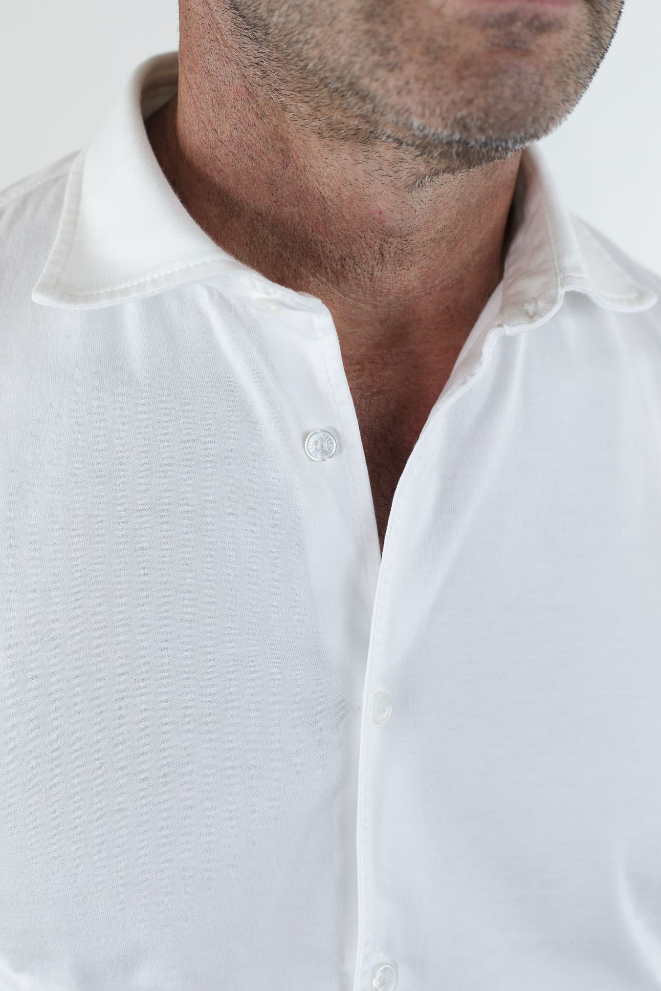 FEDELI Camicia "Jason" Jersey Cotone Bianco