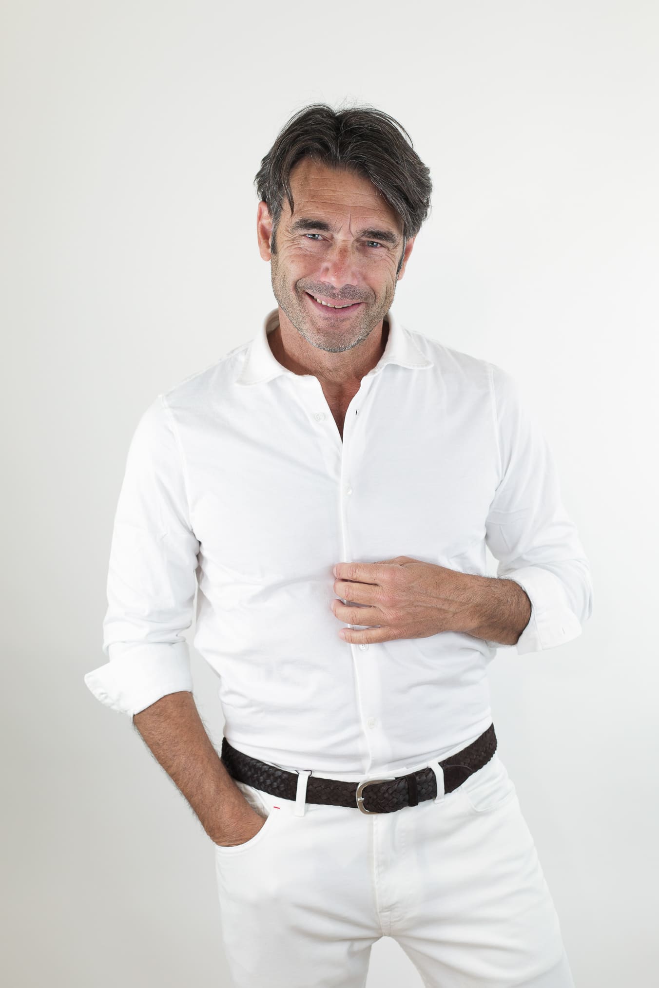 FEDELI Camicia "Jason" Jersey Cotone Bianco