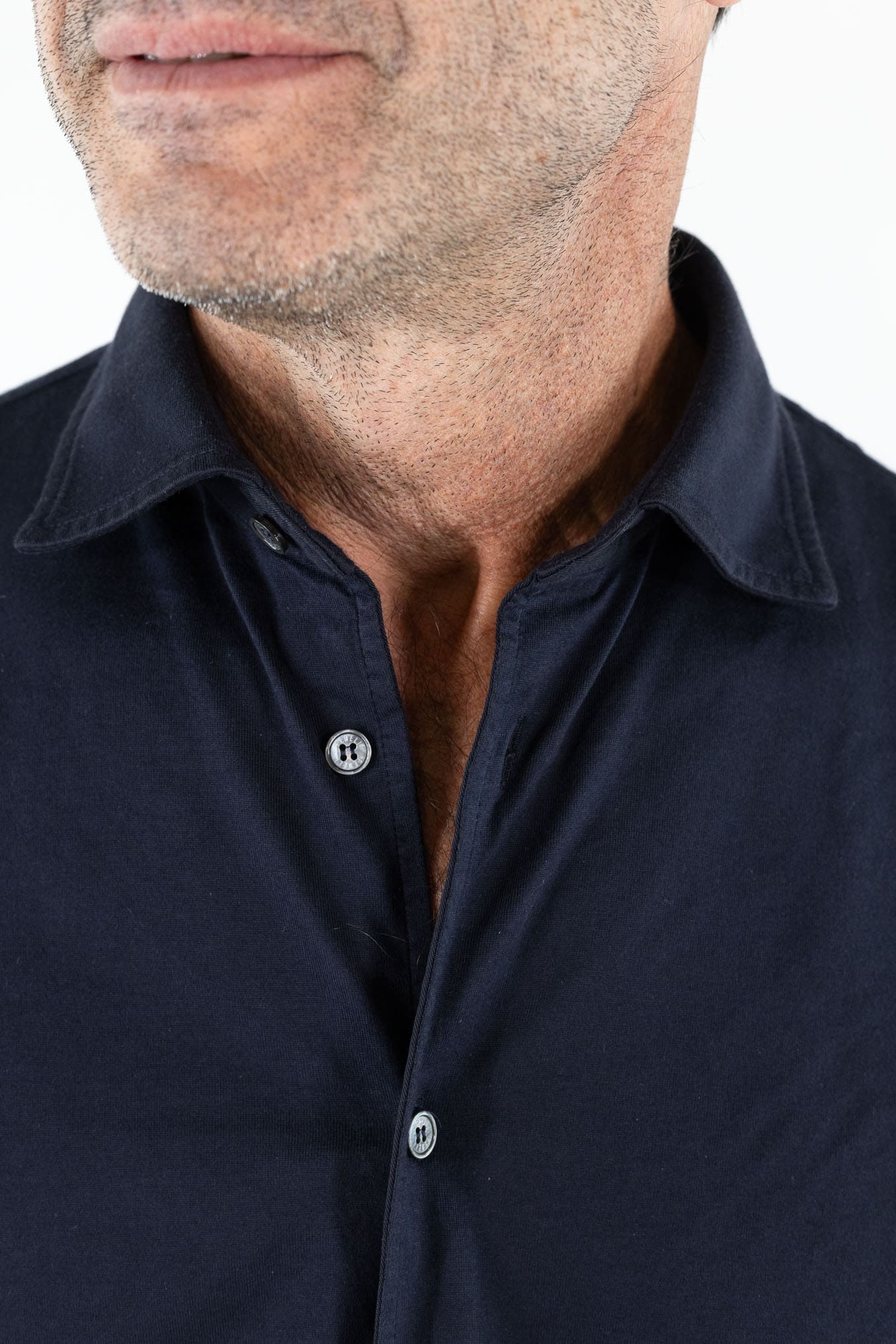 FEDELI Camicia "Jason" Jersey Cotone Blu Scuro