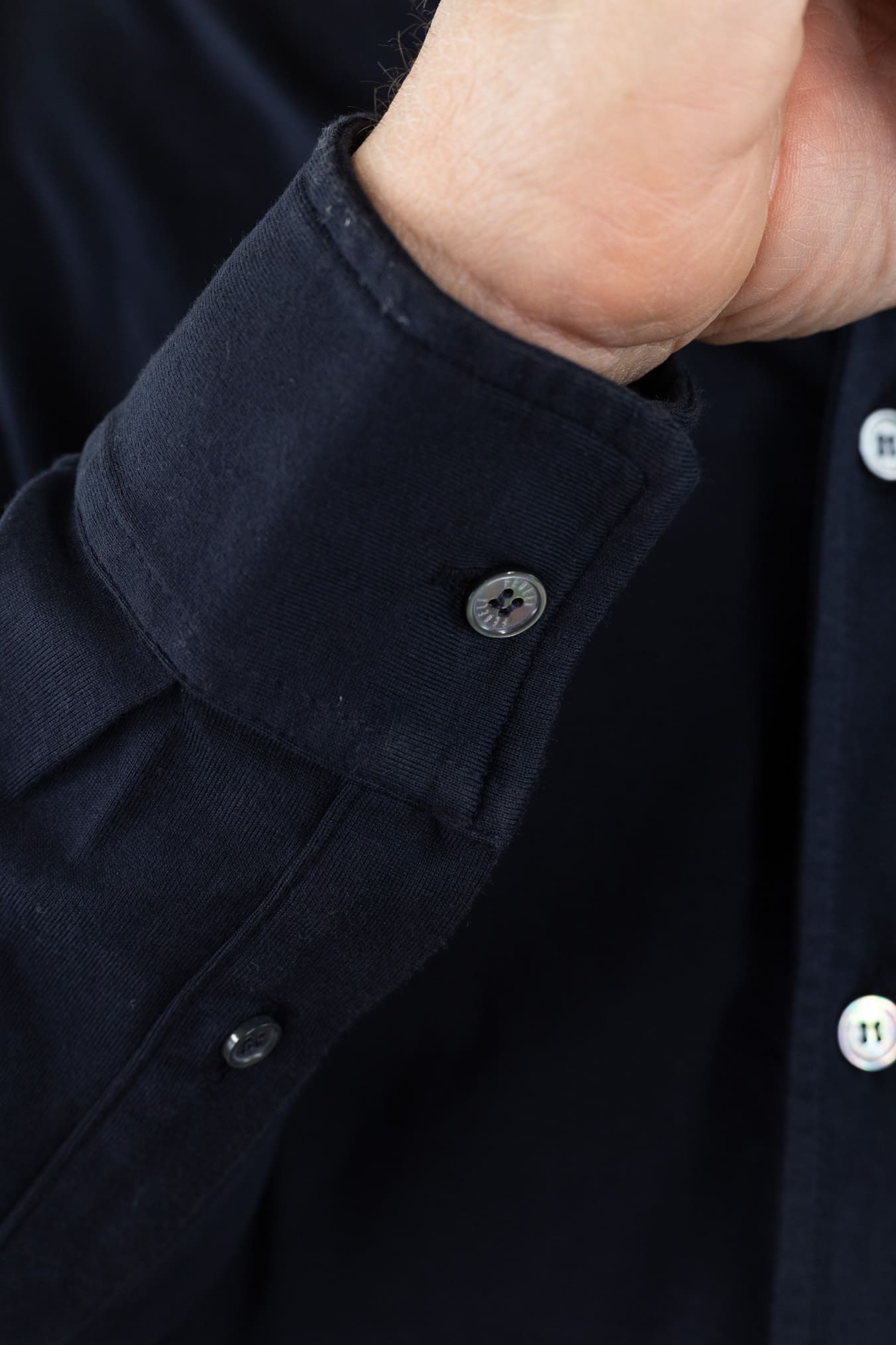 FEDELI Camicia "Jason" Jersey Cotone Blu Scuro