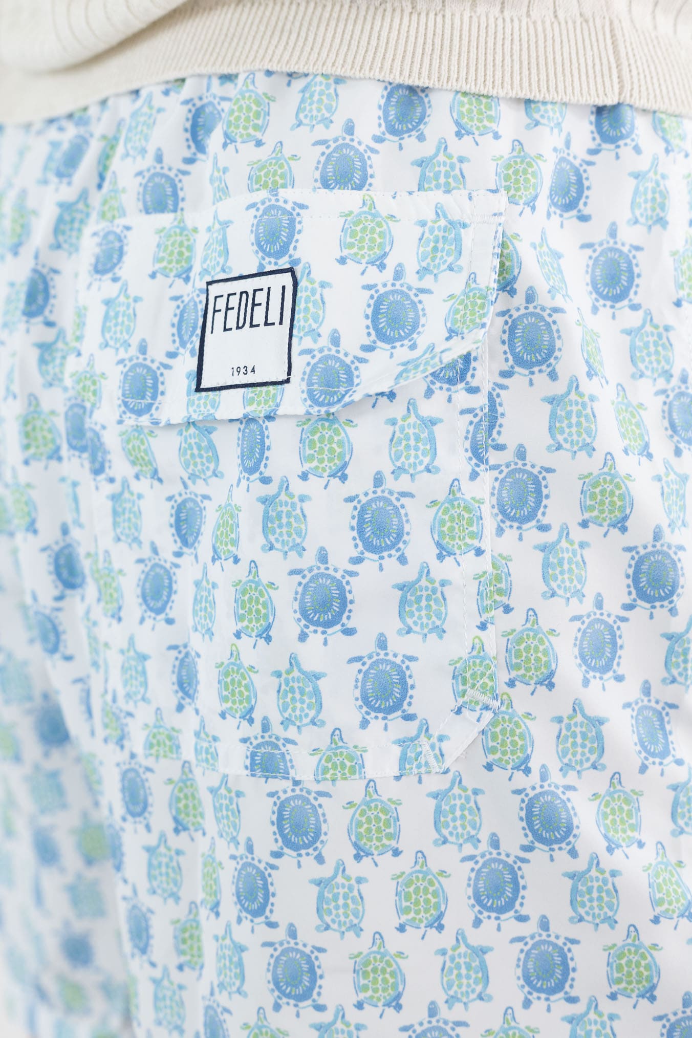FEDELI Costume Mare "Madeira" Tartarughe Bianco/Verde