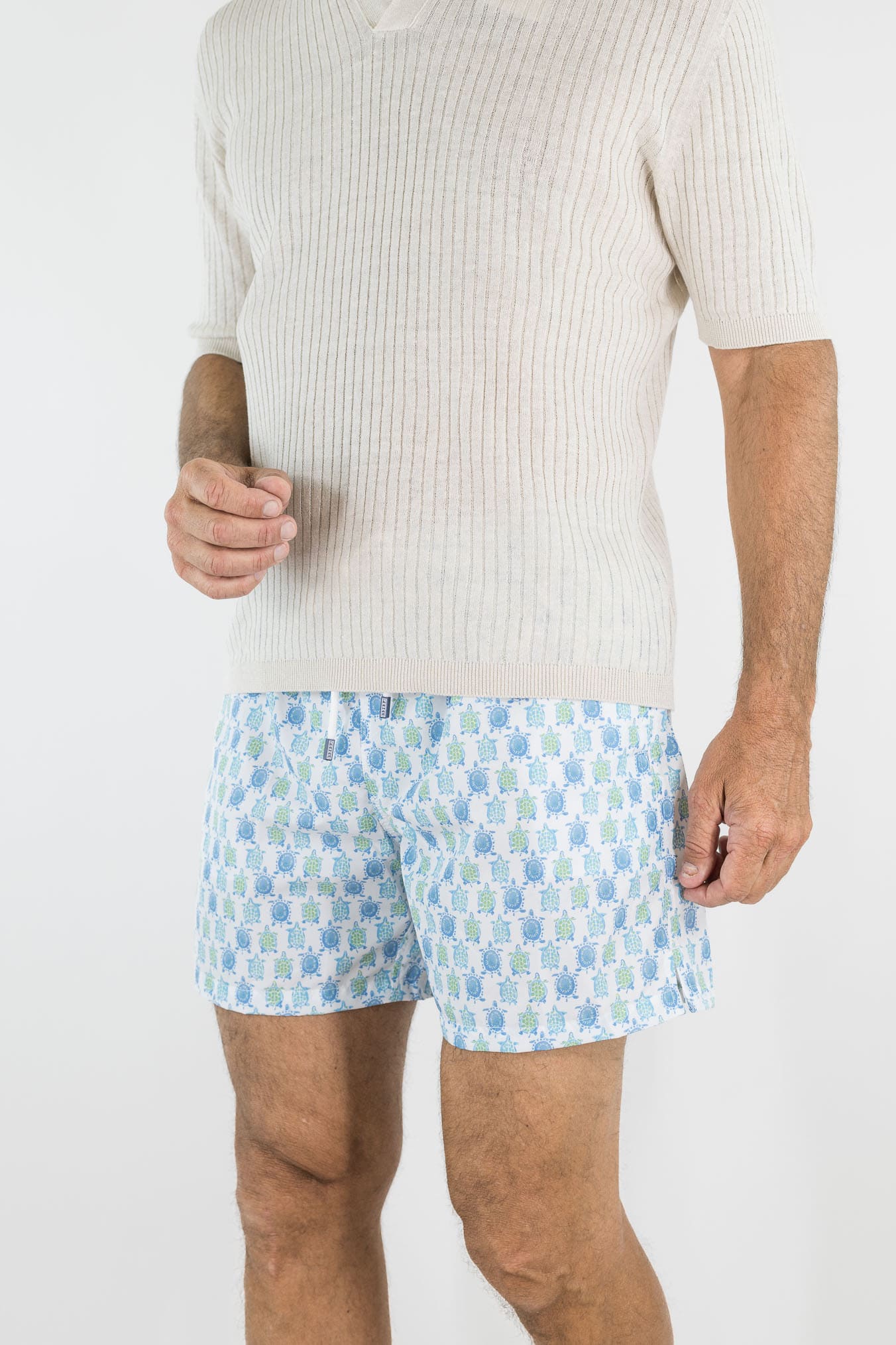 FEDELI Costume Mare "Madeira" Tartarughe Bianco/Verde