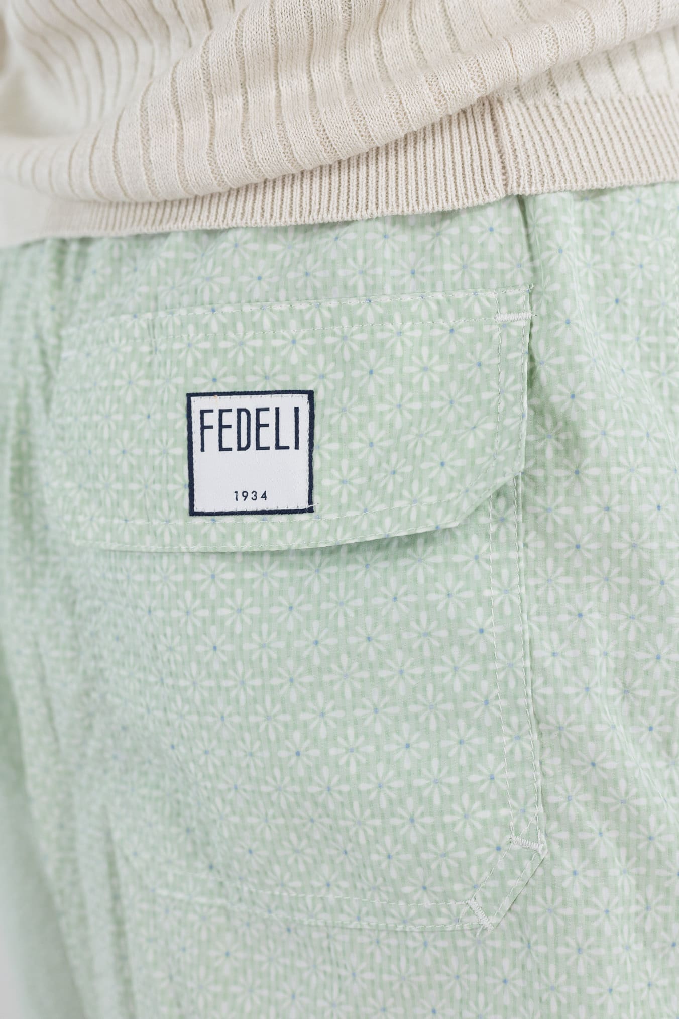 FEDELI Costume Mare "Madeira" Fantasia Verde Acqua