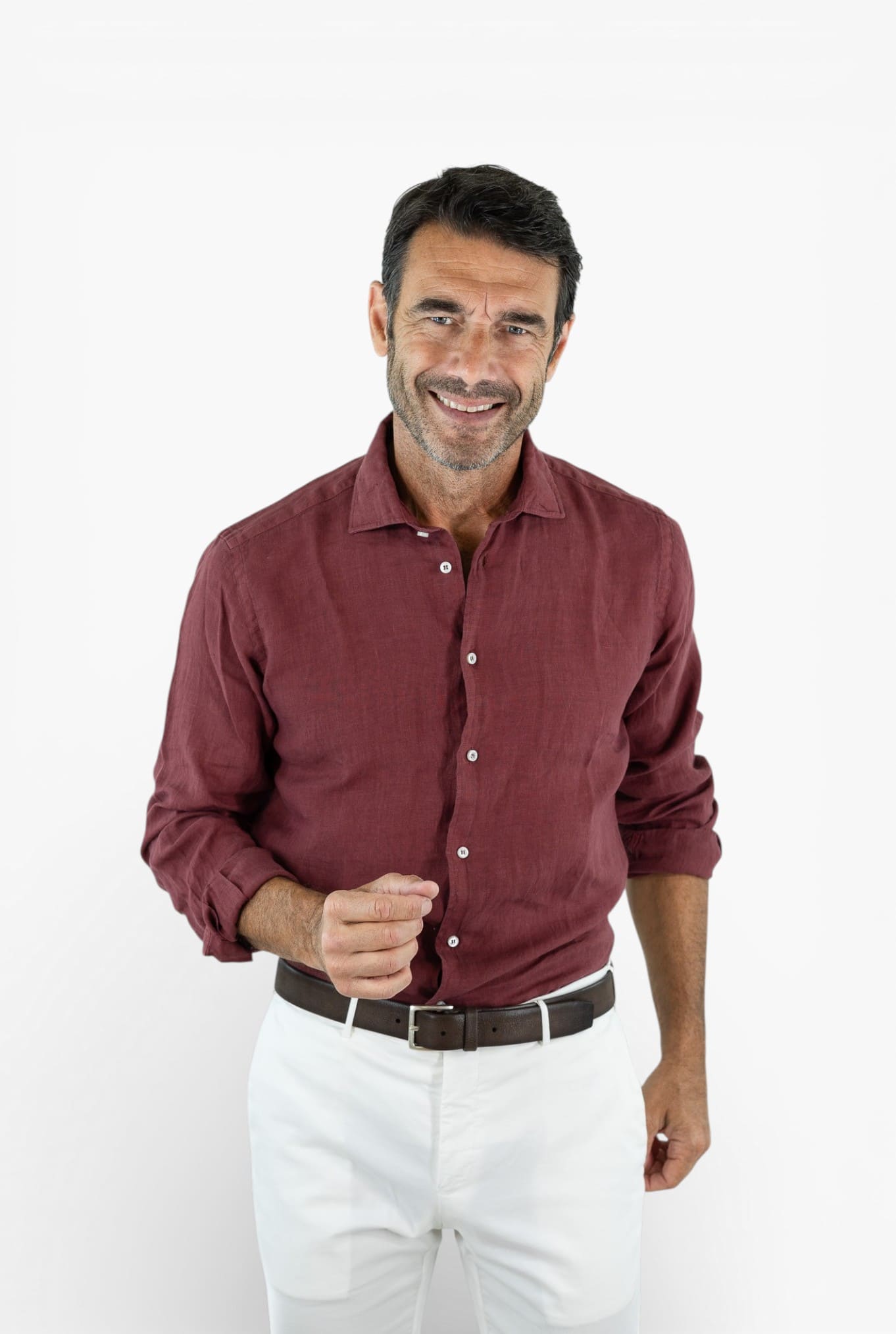 FEDELI Camicia "Nick" Lino Bordeaux