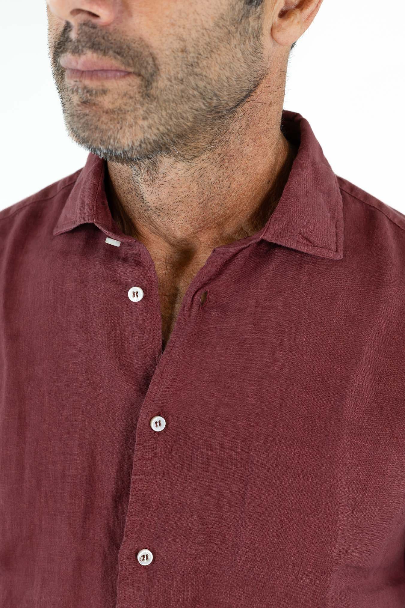 FEDELI Camicia "Nick" Lino Bordeaux