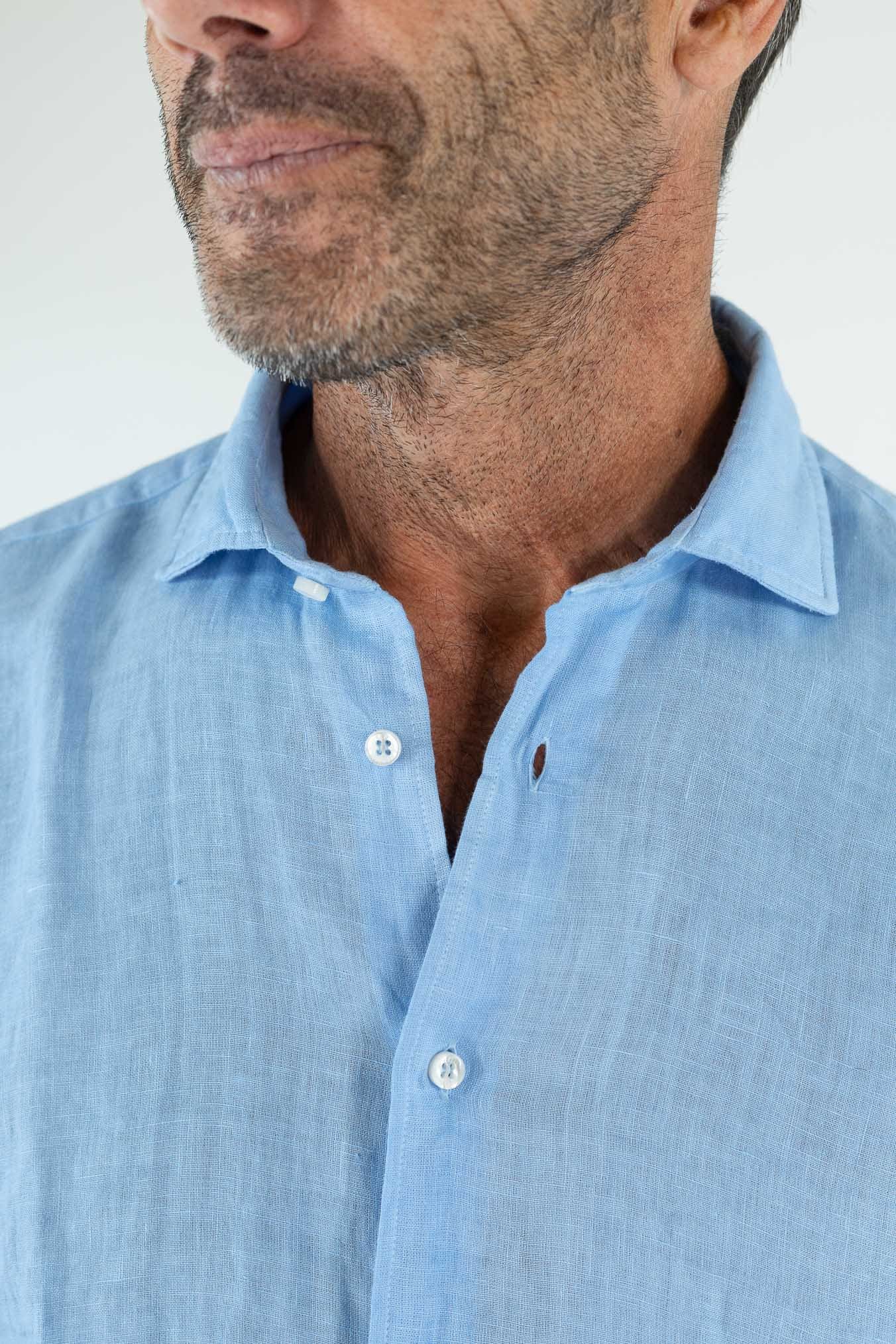 FEDELI Camicia "Nick" Lino Azzurro