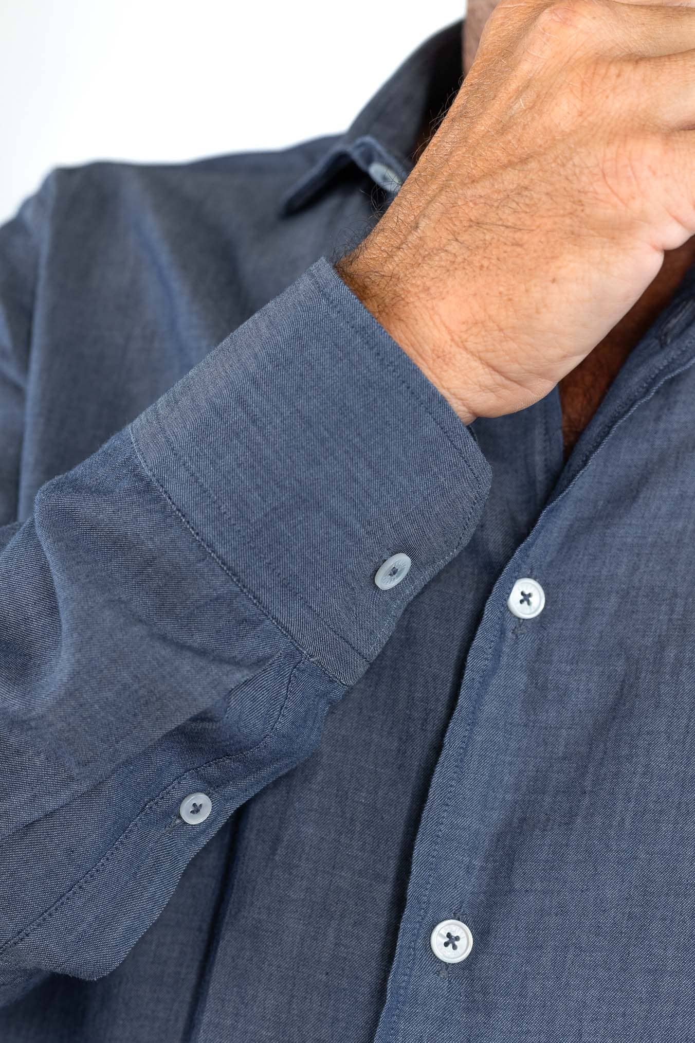 FEDELI Camicia "Sean" Panamino Voile Denim
