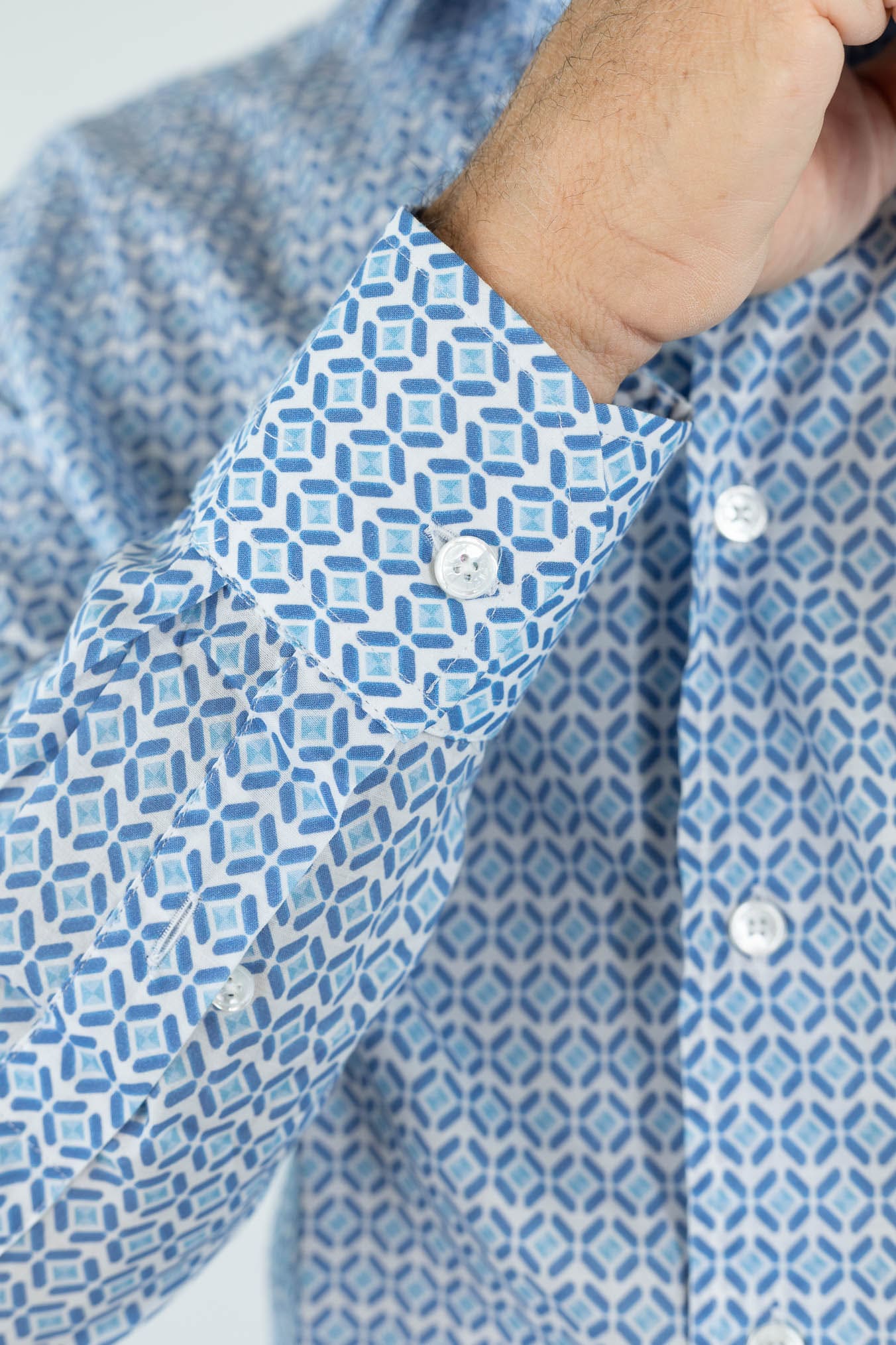 FEDELI Camicia "Sean" Panamino Voile Cotone Azzurro
