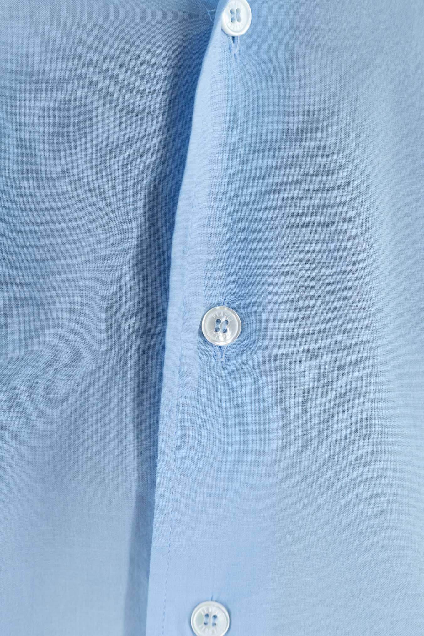 FEDELI Camicia "Sean" Panamino Voile Cotone Celeste