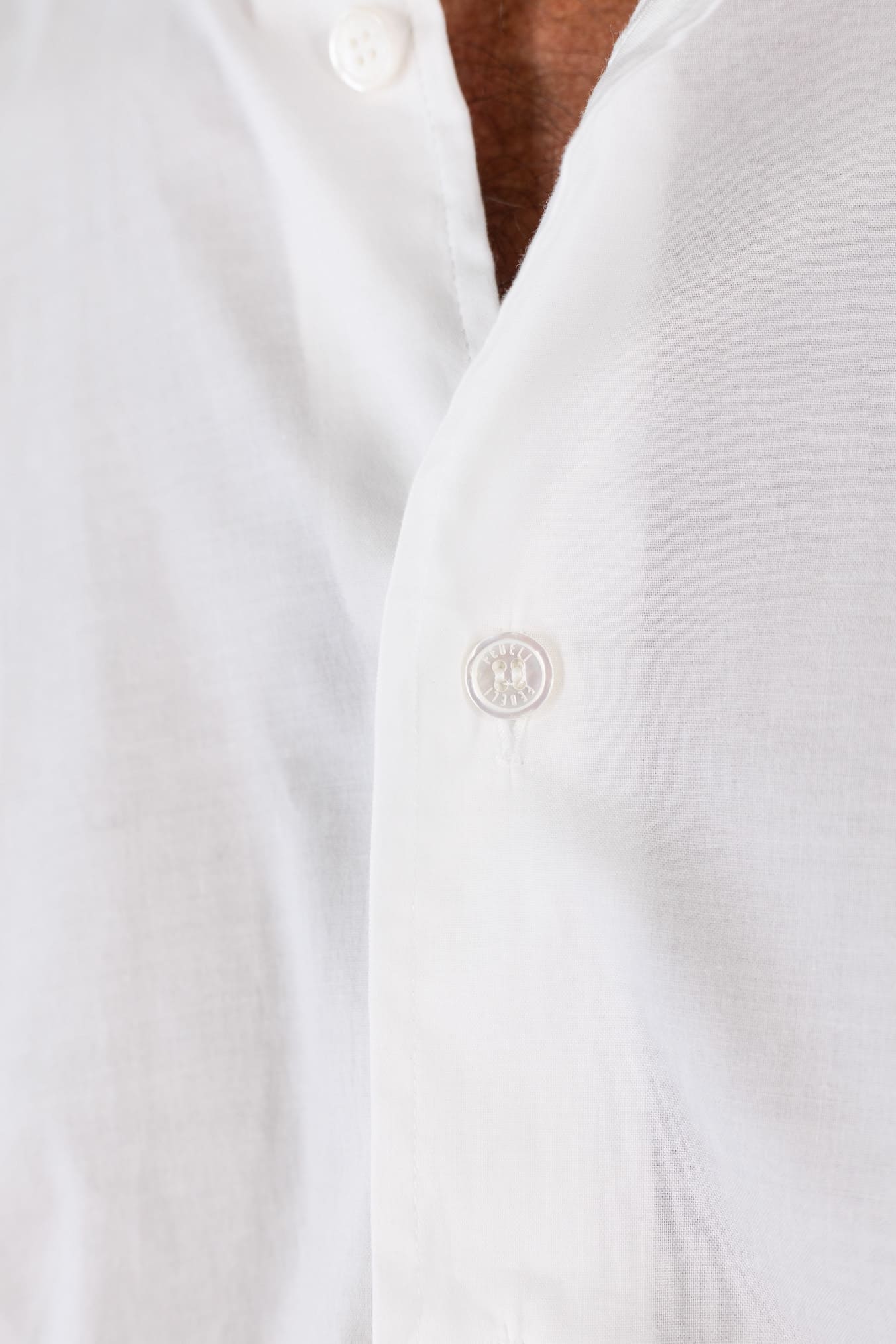 FEDELI Camicia "Sean" Panamino Voile Cotone Bianco