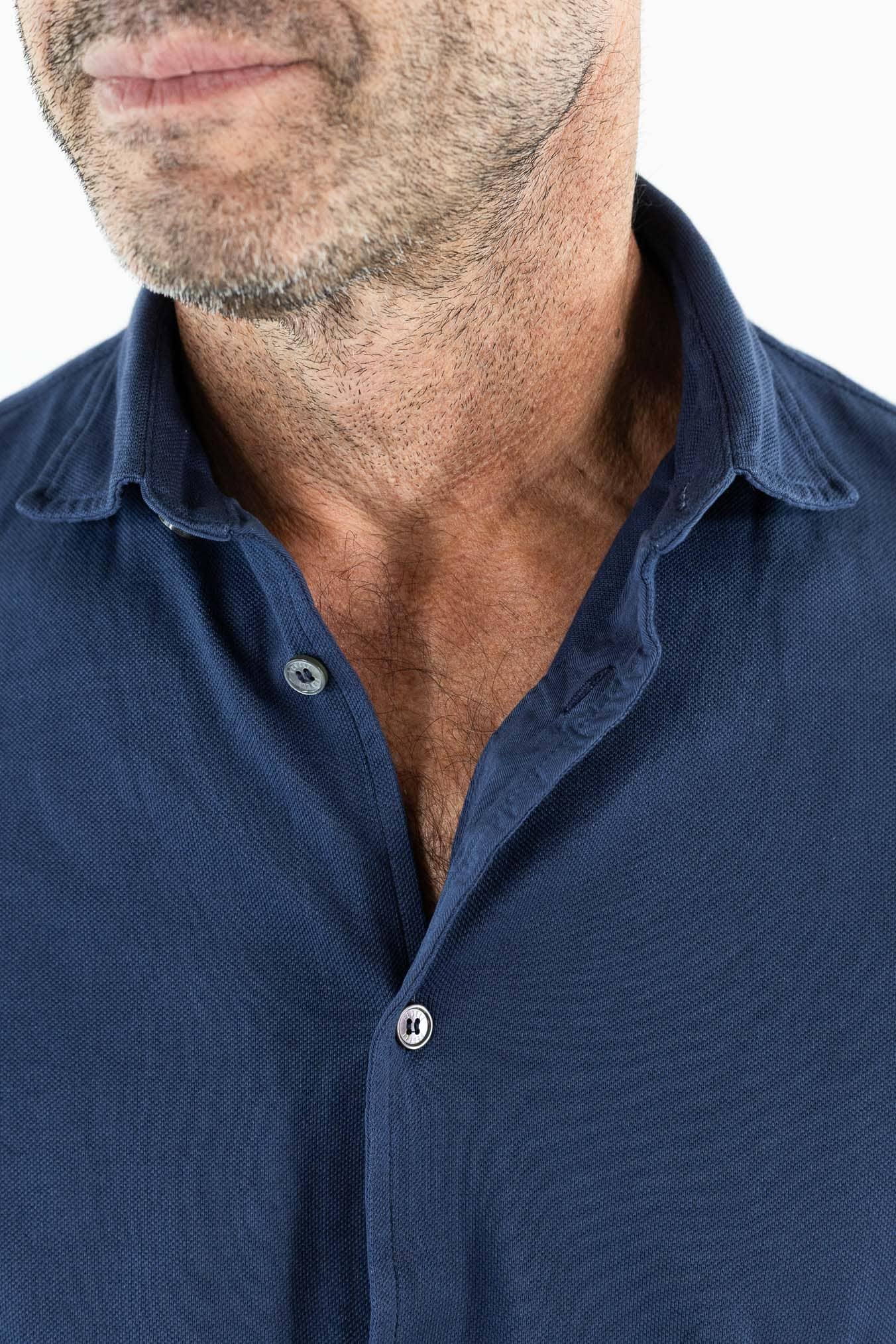 FEDELI Camicia "Steven" SuperLight Piquet Blu