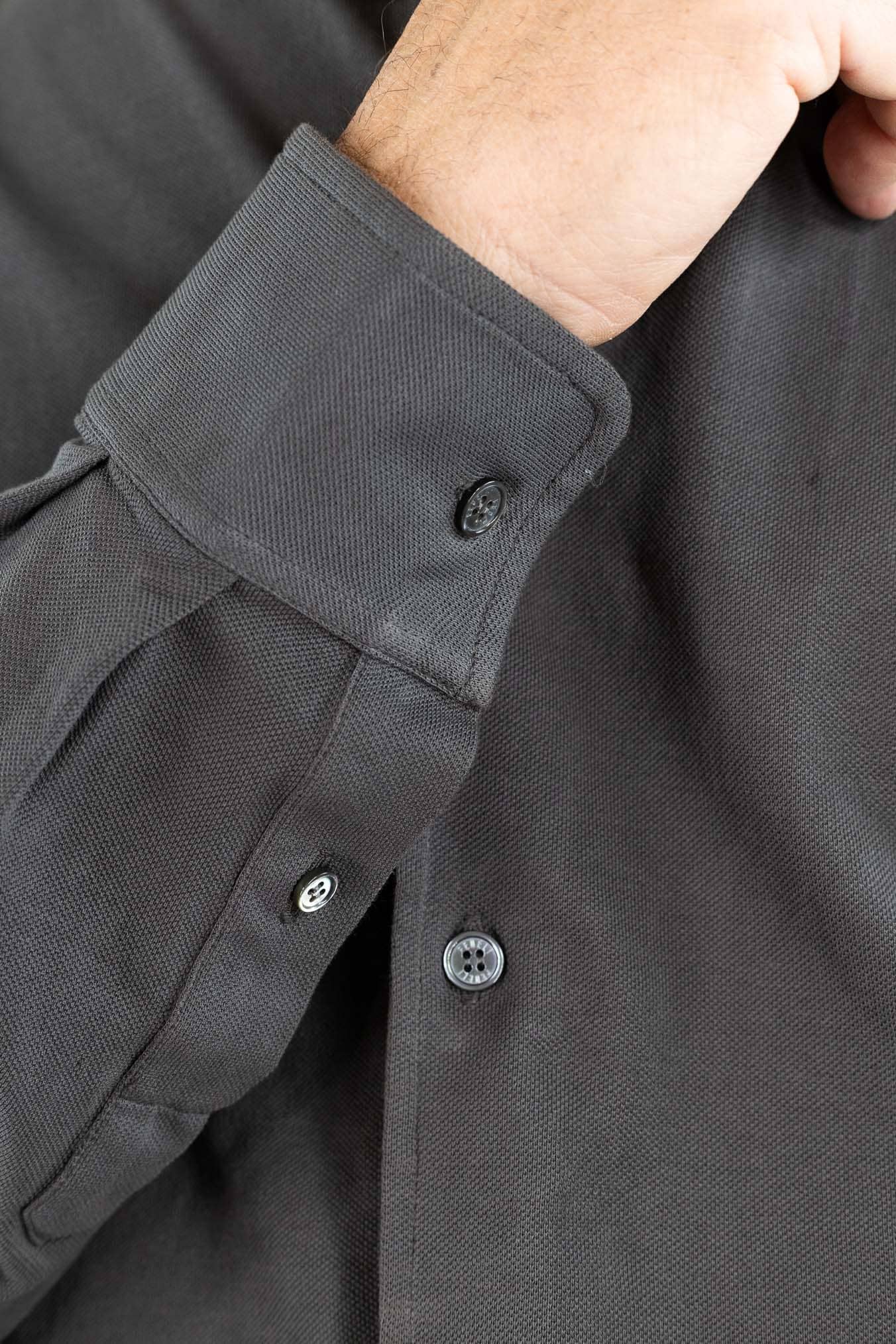 FEDELI Camicia "Steven" SuperLight Piquet Grigio