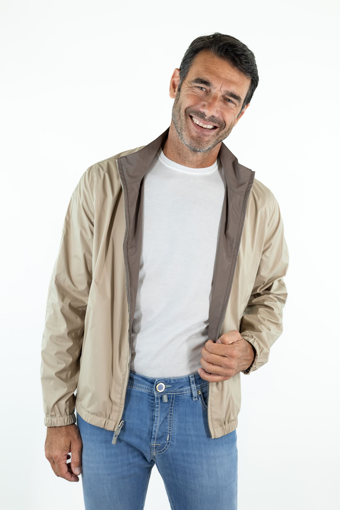 FEDELI Giubbino Reversibile "Ted" Airstop Tortora Beige