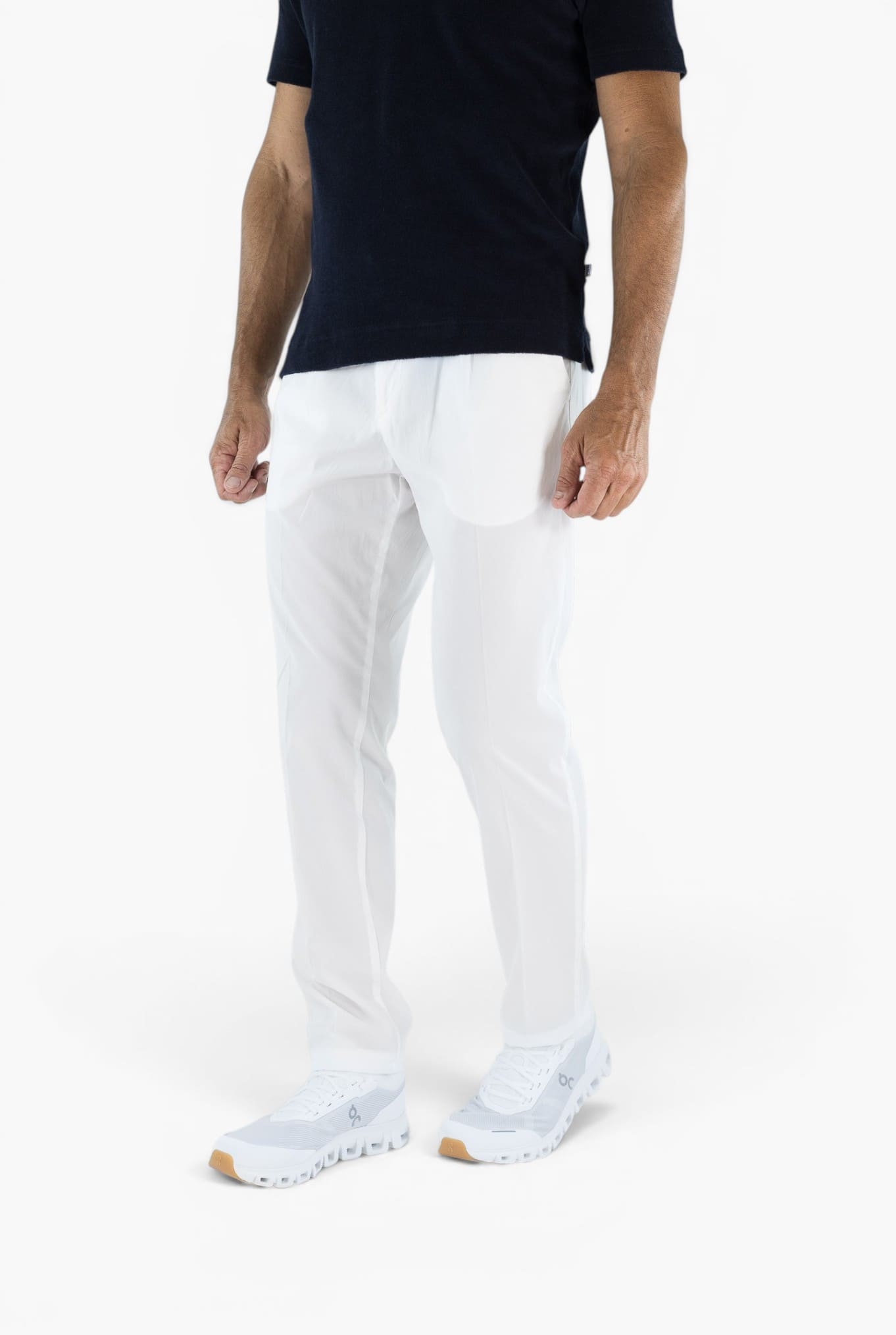 FEDELI Pantaloni "Yale" Cotone Elasticizzato Bianco