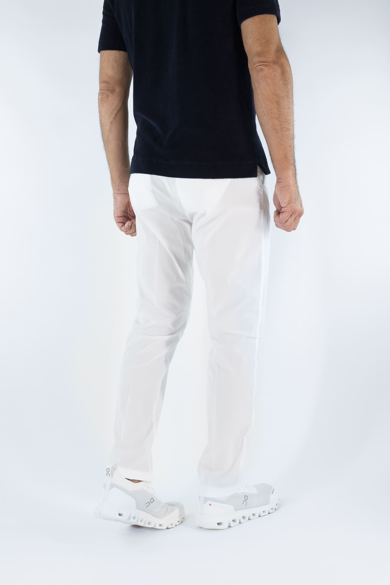 FEDELI Pantaloni "Yale" Cotone Elasticizzato Bianco