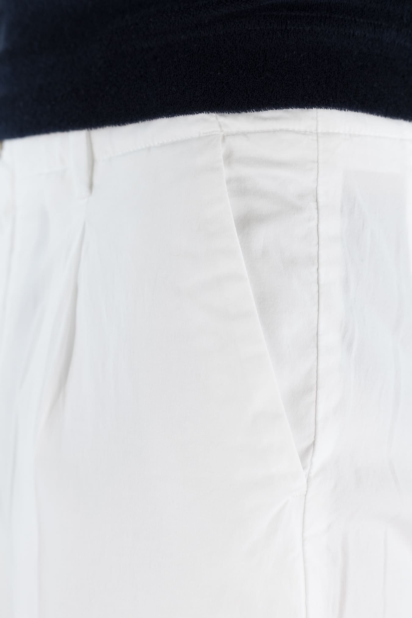 FEDELI Pantaloni "Yale" Cotone Elasticizzato Bianco