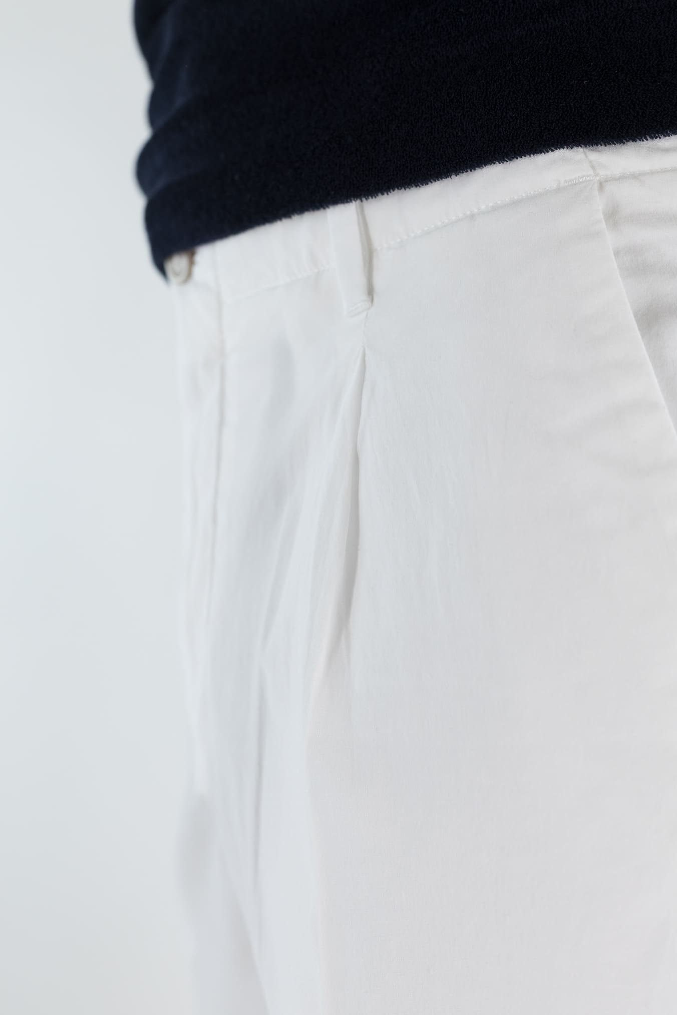 FEDELI Pantaloni "Yale" Cotone Elasticizzato Bianco