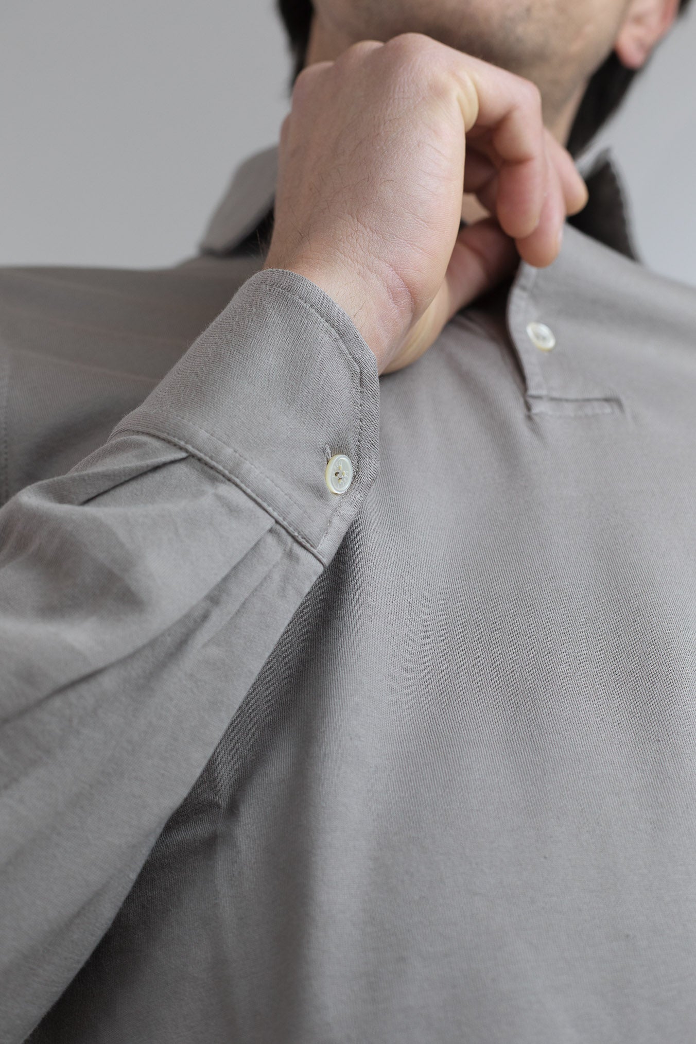 FEDELI Polo Maniche Lunghe Jersey Cotone Tortora