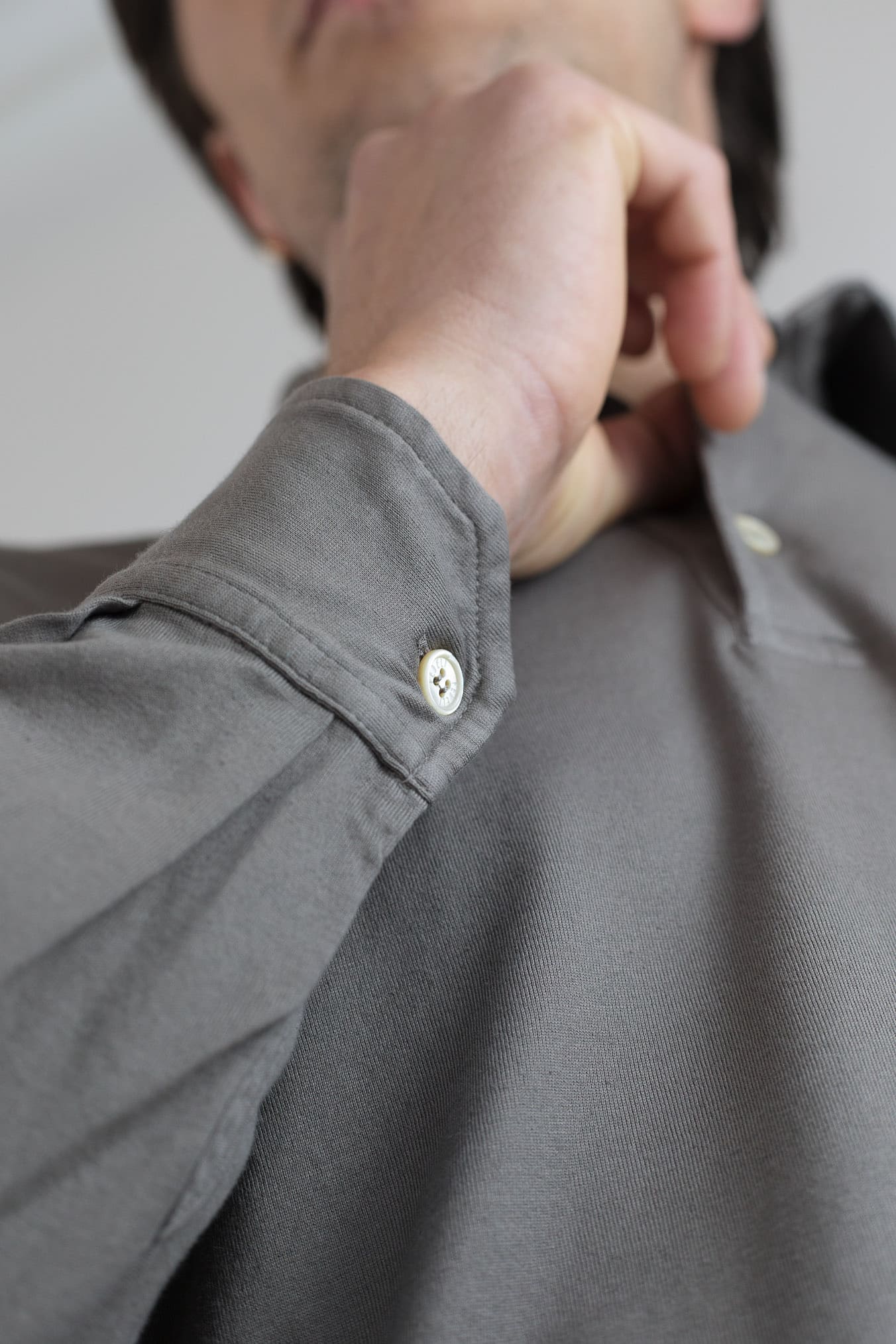 FEDELI Polo Maniche Lunghe Jersey Cotone Fango