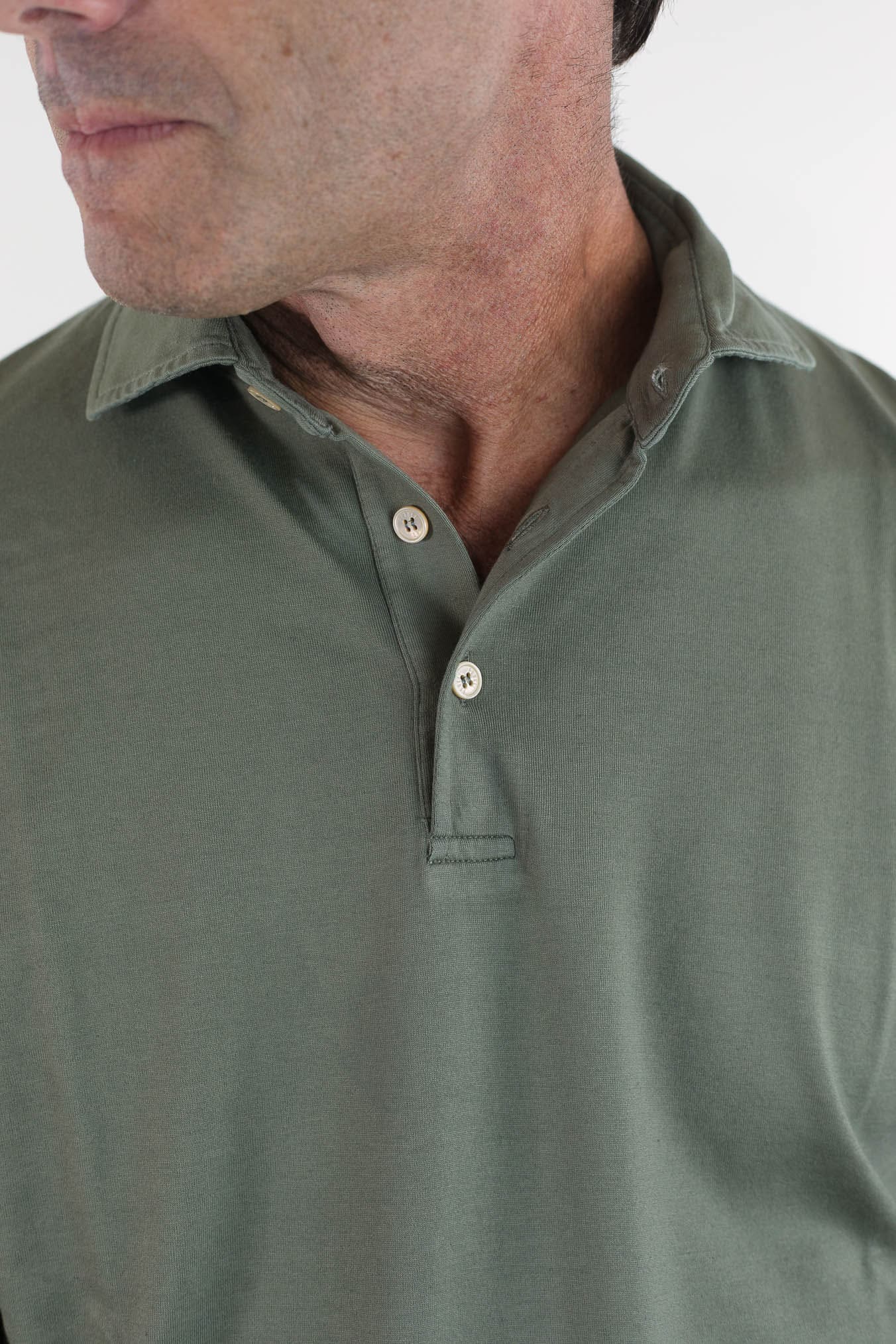 FEDELI Polo Maniche Lunghe Jersey Cotone Verde