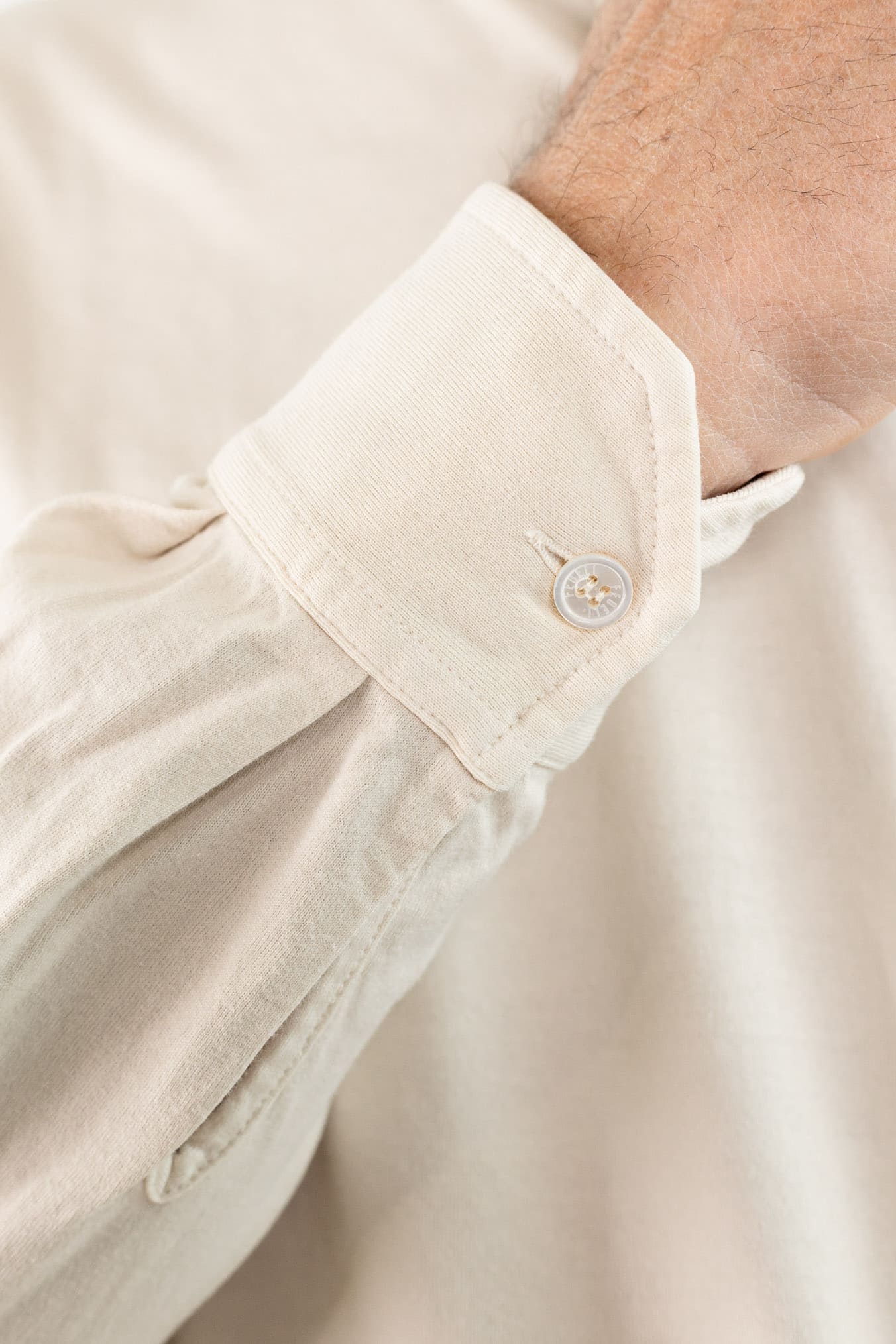 FEDELI Polo "Zero" Jersey Cotone Beige Chiaro