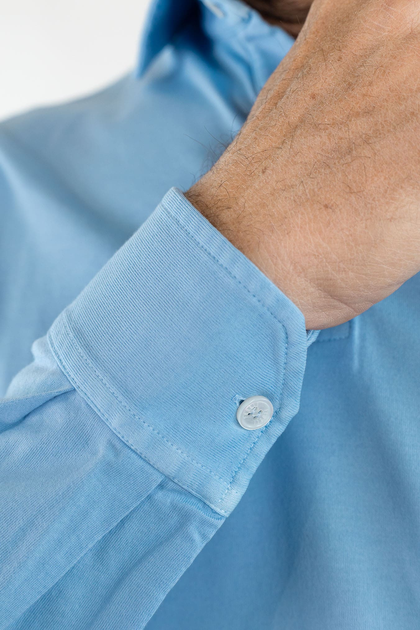 FEDELI Polo "Zero" Jersey Cotone Azzurro