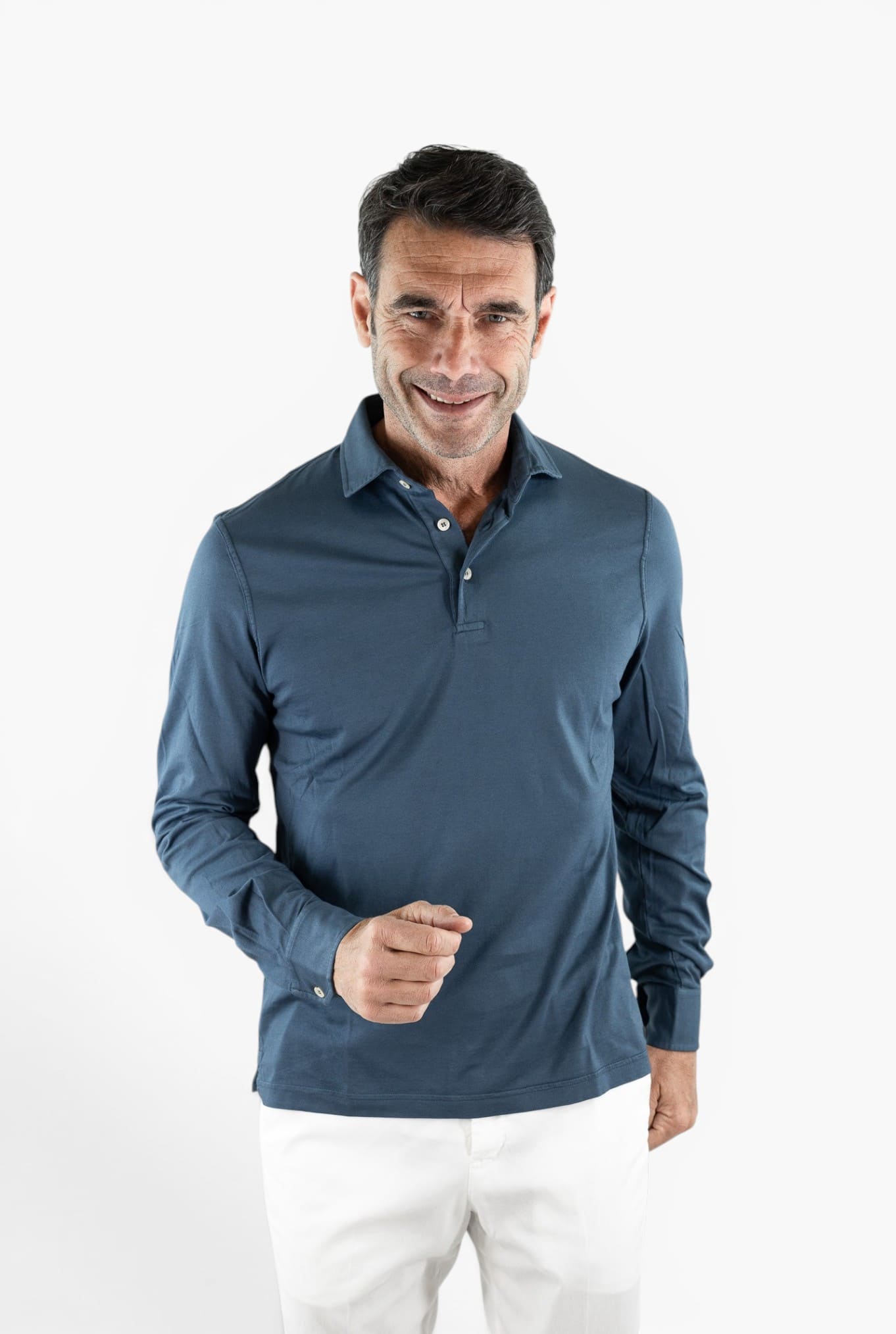 FEDELI Polo "Zero" Jersey Cotone Blu Petrolio
