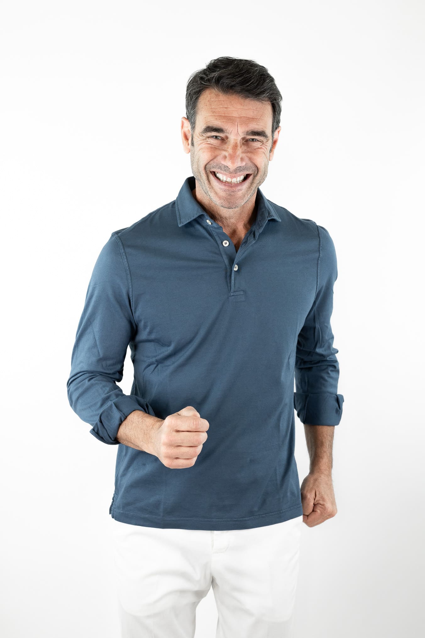 FEDELI Polo "Zero" Jersey Cotone Blu Petrolio