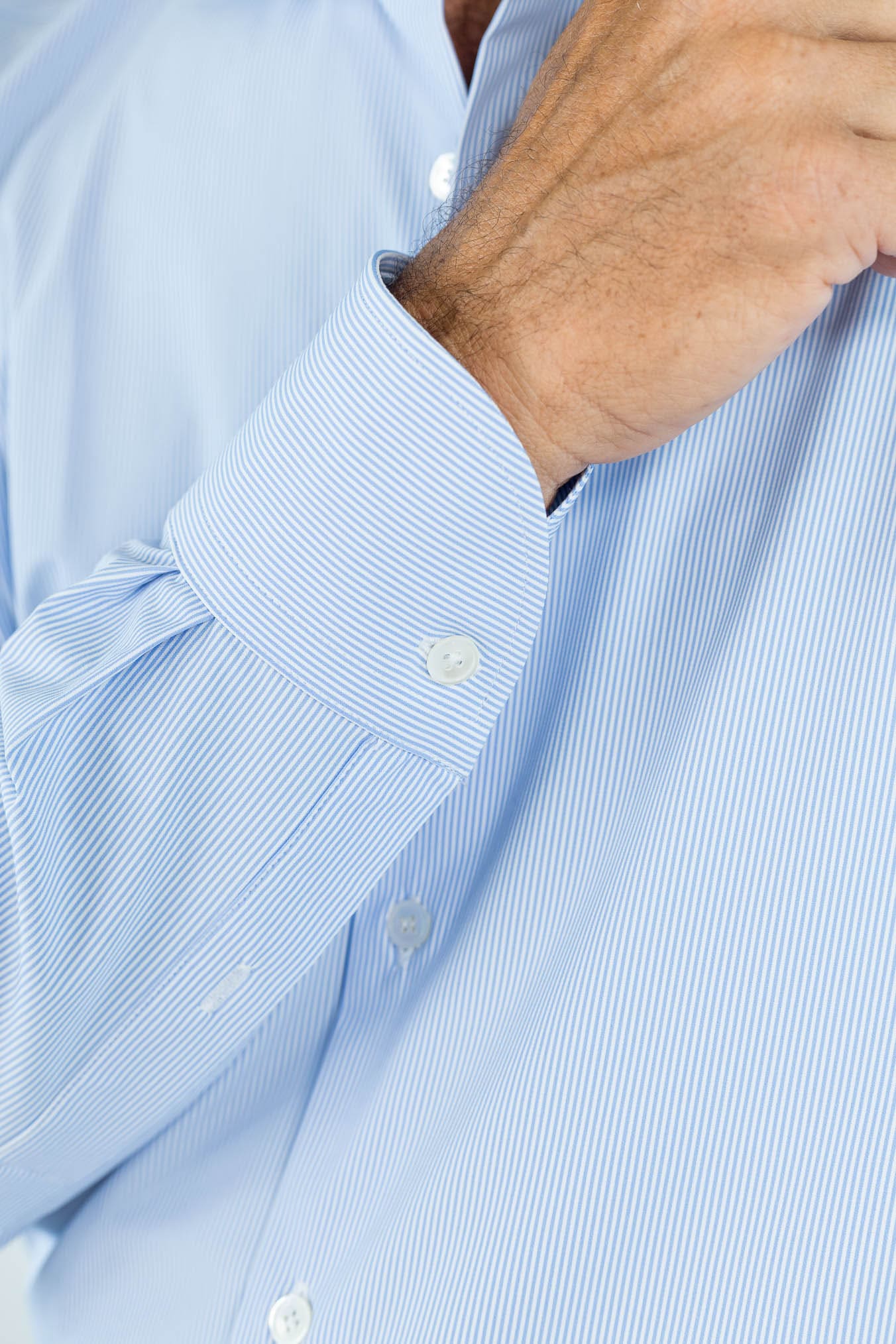 FFF Camicia Active Microfibra Stretch Microrighe Azzurro Chiaro