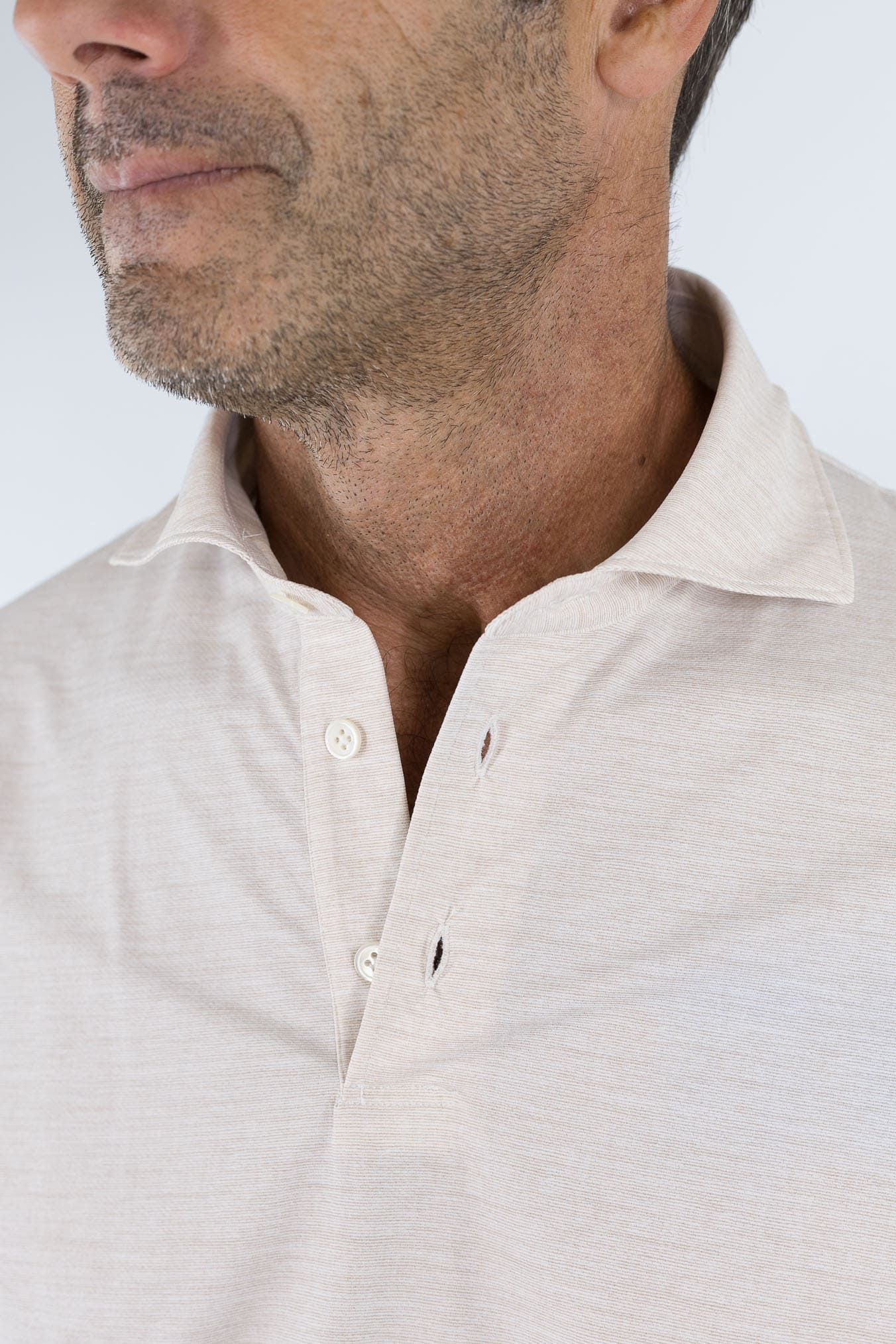 FFF Polo Active Stretch Microrighe Beige Melange