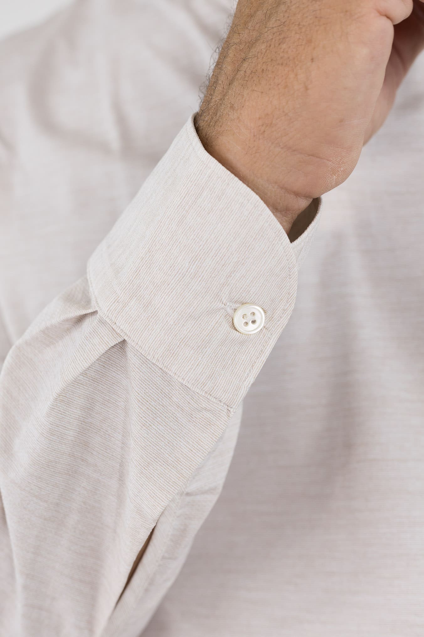 FFF Polo Active Stretch Microrighe Beige Melange