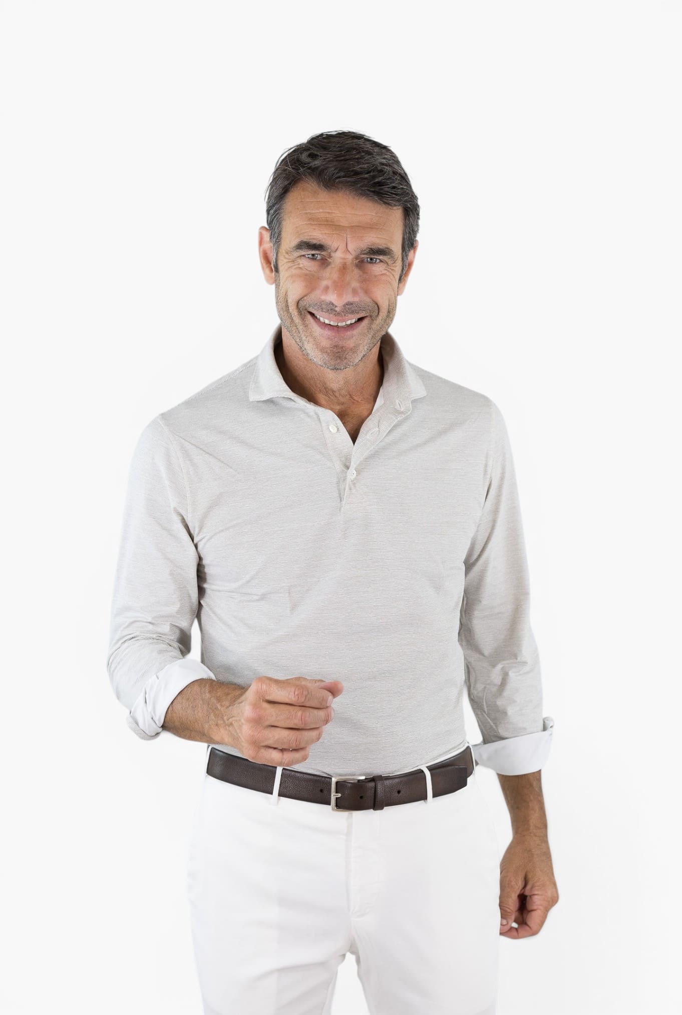 FFF Polo Active Stretch Microrighe Tortora