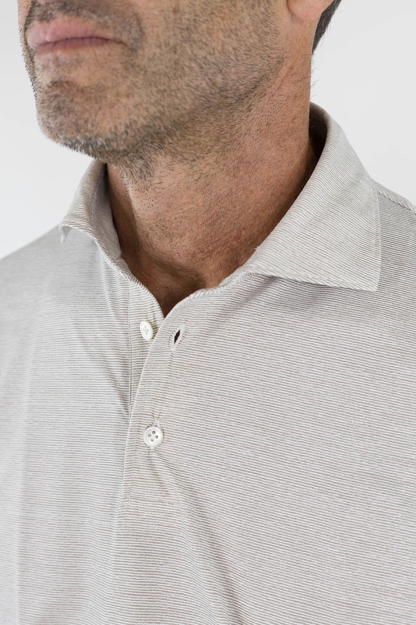 FFF Polo Active Stretch Microrighe Tortora