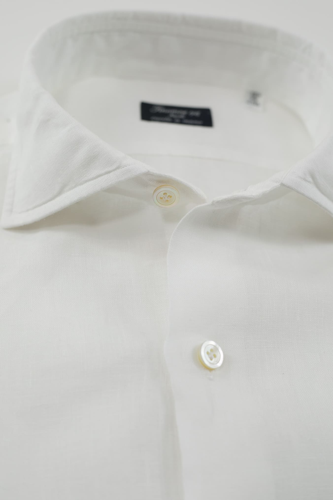 FINAMORE Camicia Napoli Lino Bianco